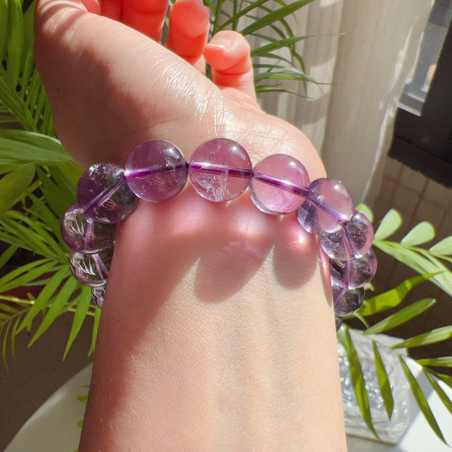 12Mm Amethyst Crystal Bracelet | Natural Healing Stone For Crown Chakra | Reiki Meditation Jewelry For Stress Relief And Mental Clarity