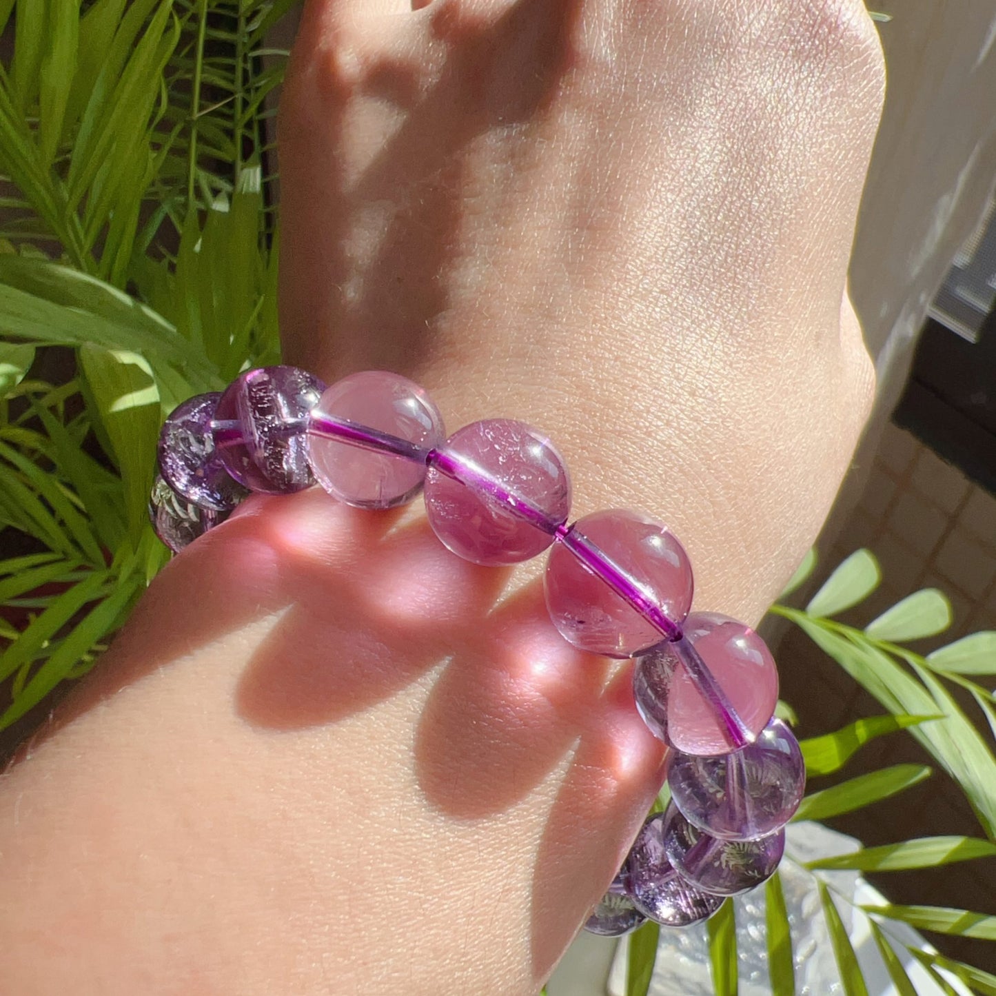 12Mm Amethyst Crystal Bracelet | Natural Healing Stone For Crown Chakra | Reiki Meditation Jewelry For Stress Relief And Mental Clarity