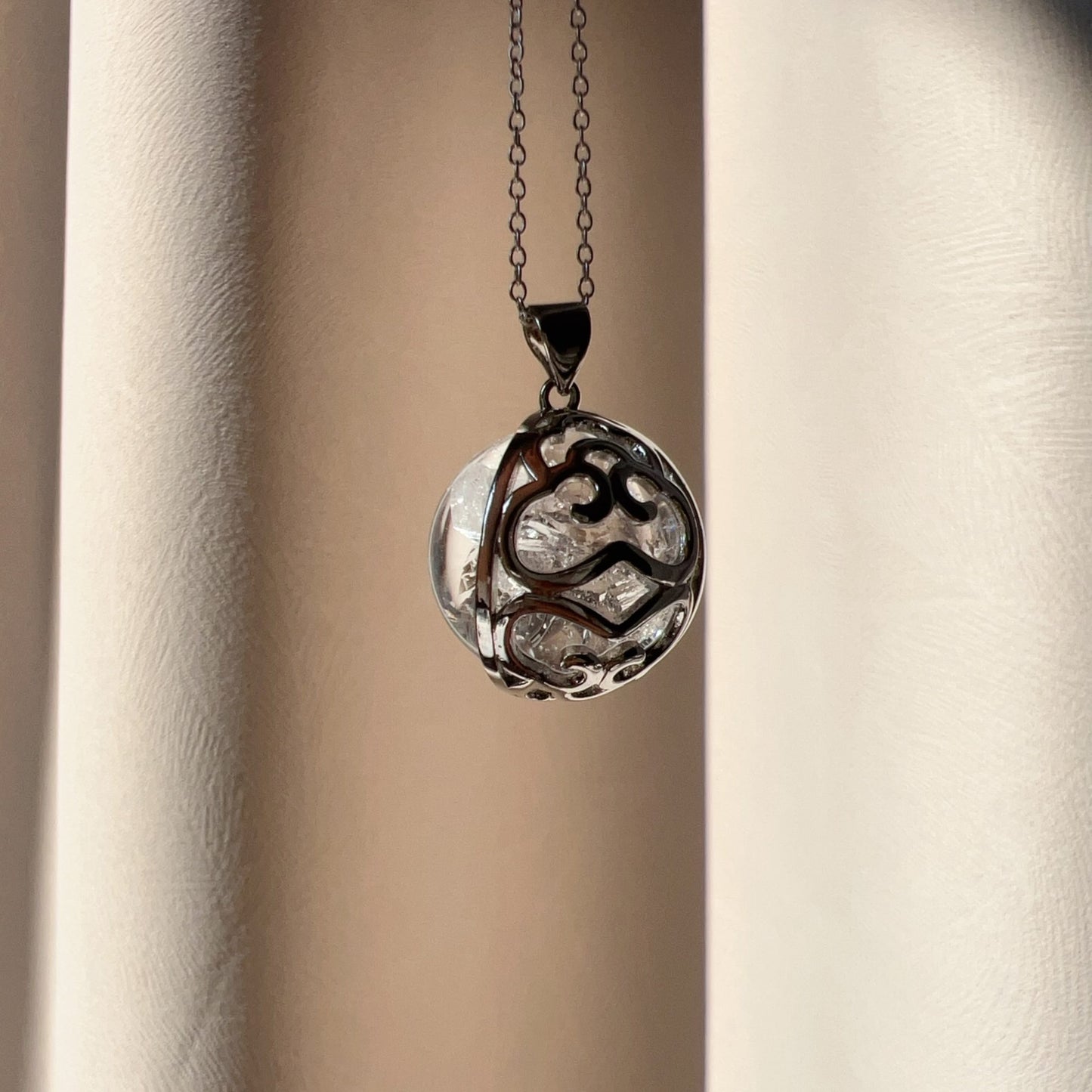 One And Only – 17.3Mm Rainbow Clear Quartz Sphere Pendant Necklace With 925 Sterling Silver
