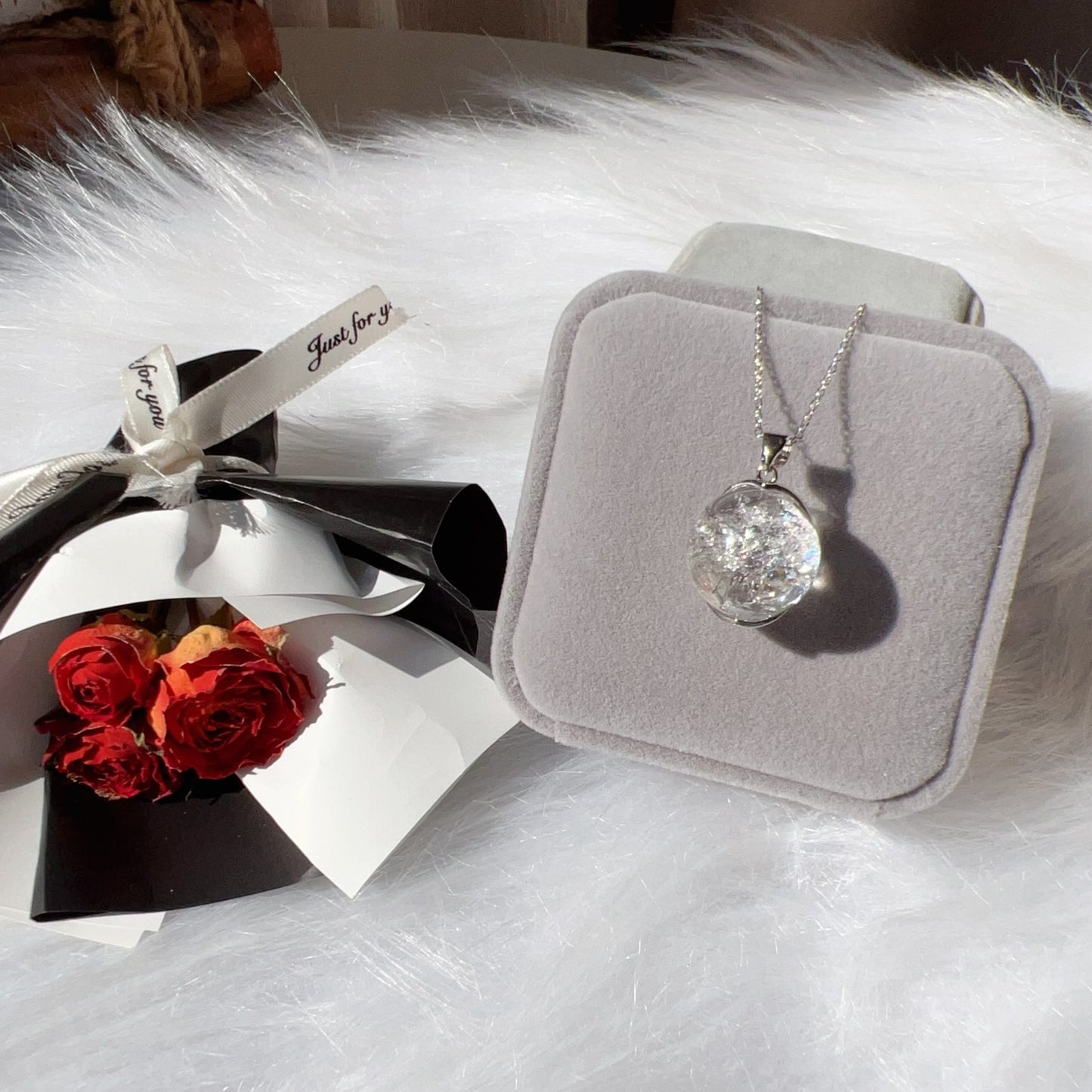 One And Only – 17.3Mm Rainbow Clear Quartz Sphere Pendant Necklace With 925 Sterling Silver