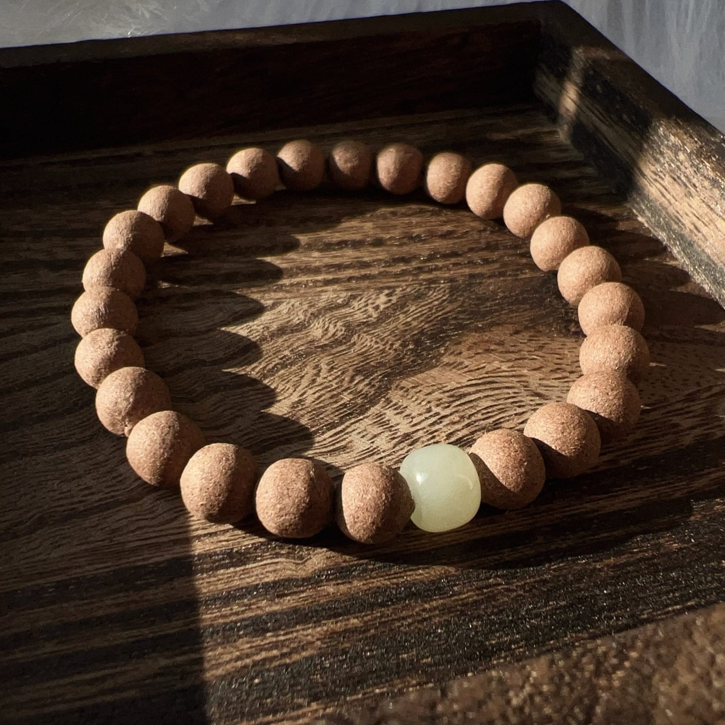 Handcrafted Lavender Aroma Healing Bracelet With Green Nephrite Jade For Calming, Soothing, Relaxation