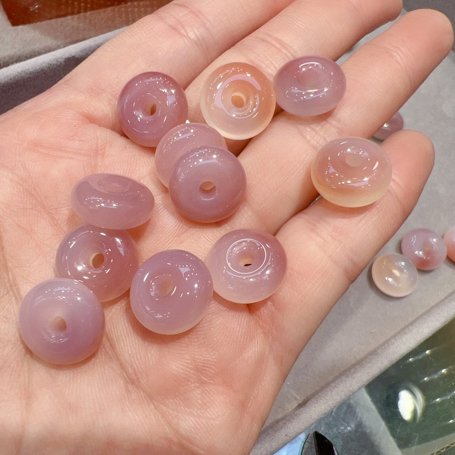 Natural Yanyuan Agate Amulets Charms Donut Shape Diy Jewelry Project