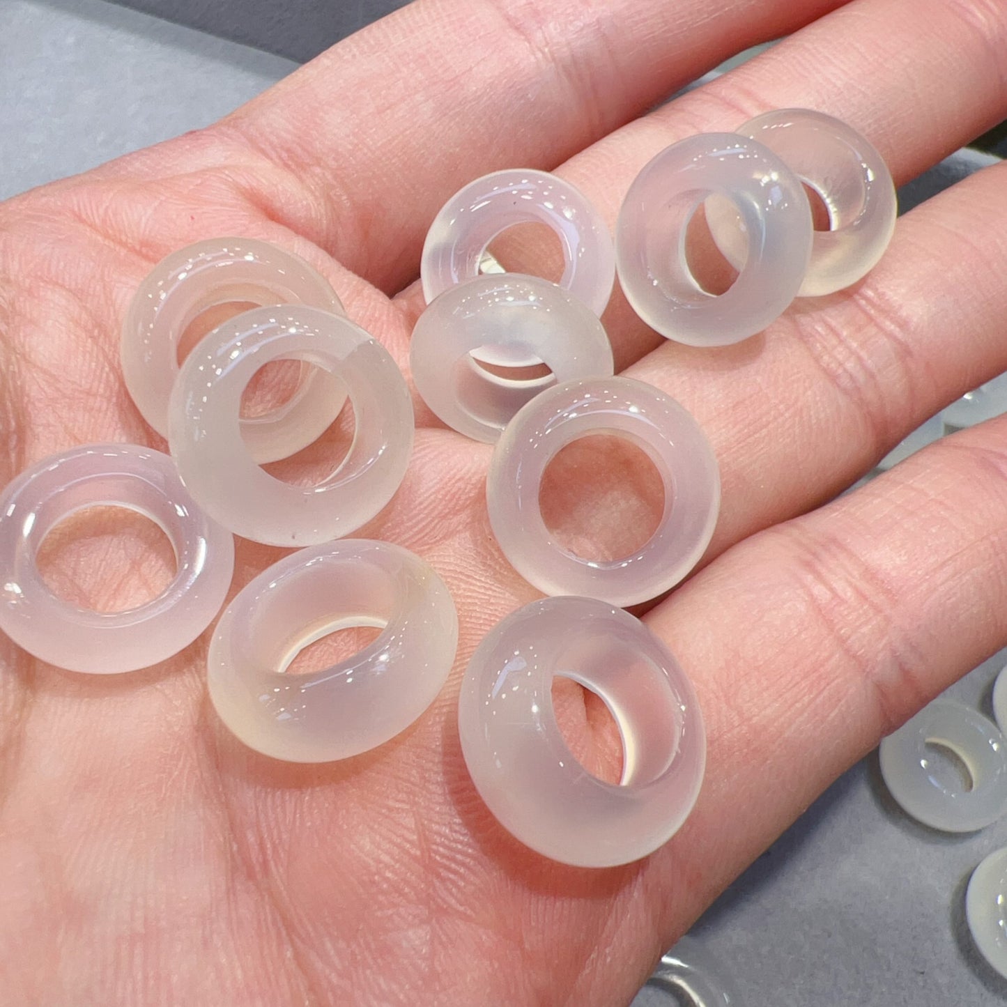 Natural White Chalcedony Ring Charms | Diy Jewelry Making Supplies | Boho Minimalist Pendant