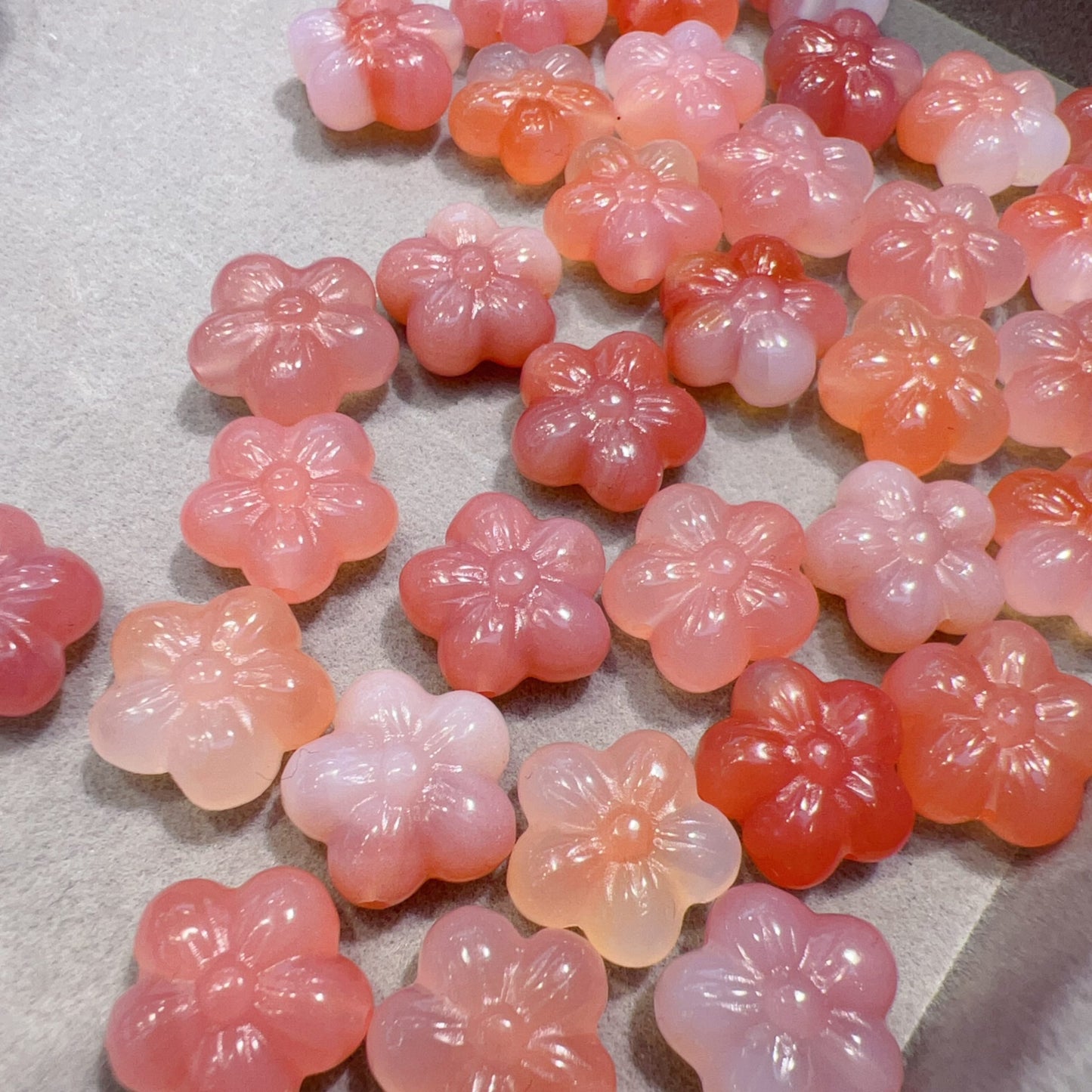 Natural Yanyuan Agate Plum Blossom Bead Charm | Chinese Flower Stone | Diy Jewelry Making Supplies | Handmade Gemstone Component