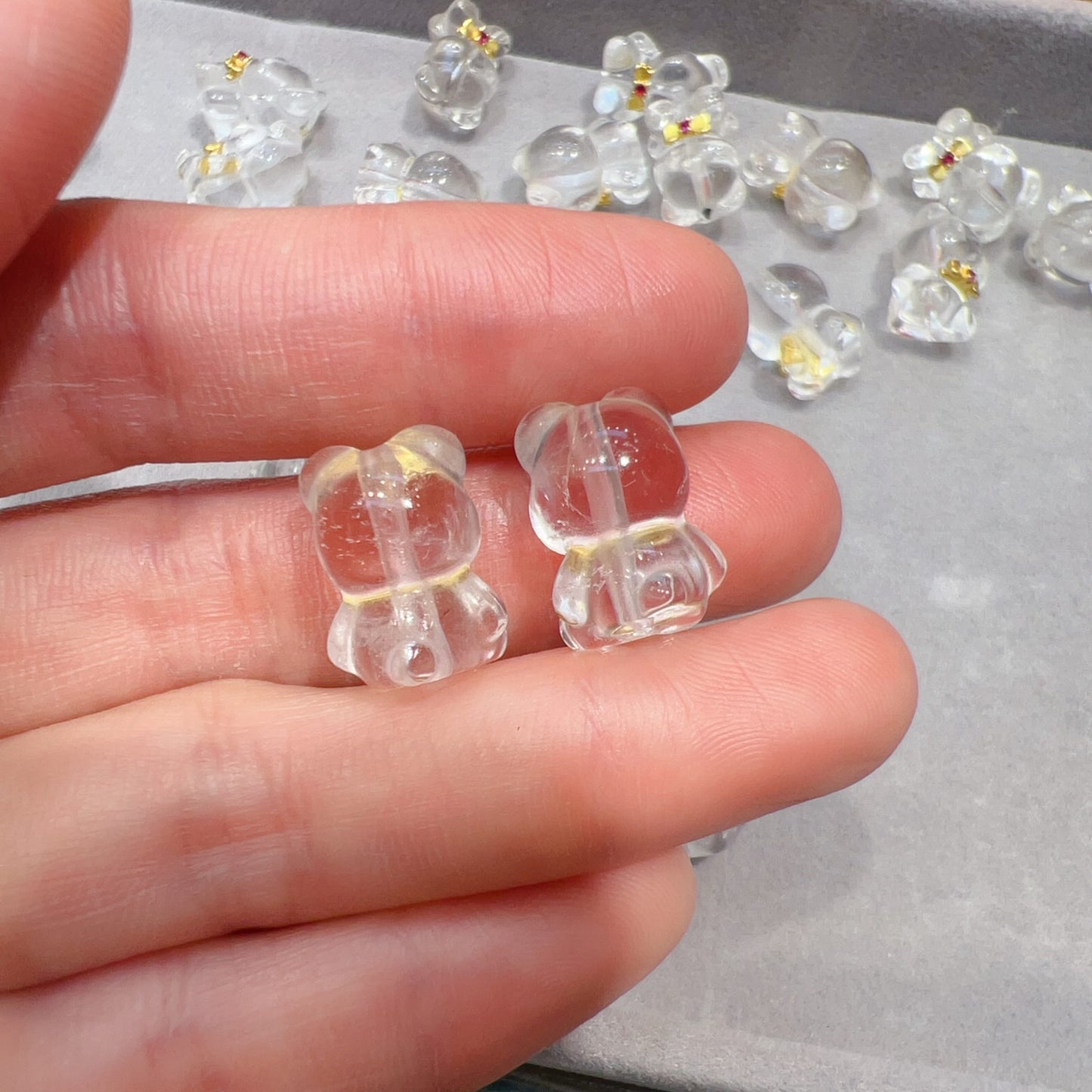 Natural Clear Quartz Bear Bead Charms – Adorable Diy Jewelry Components For Unique Craft Projects