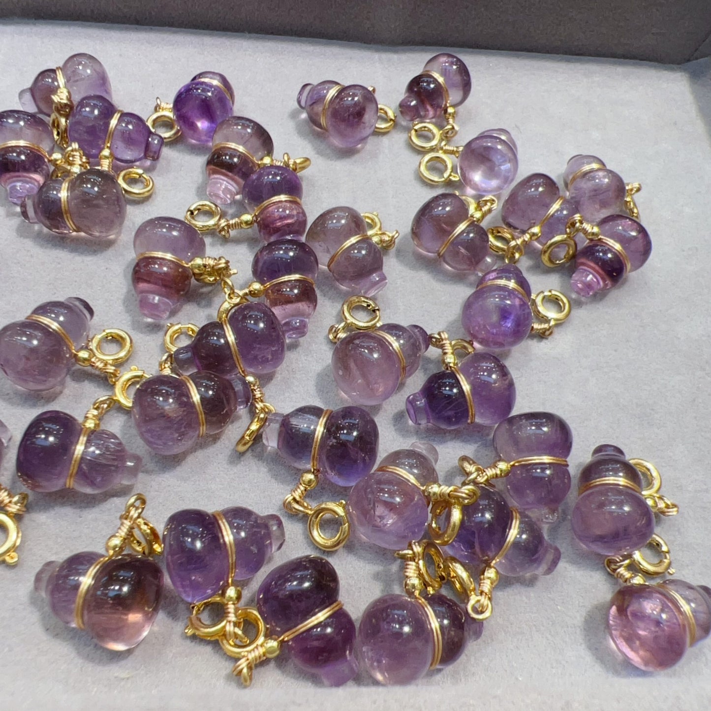 Natural Amethyst Gourd Charm Pendants | Handmade Purple Gemstone Charms | Diy Jewelry Making Supplies | Boho Lucky Amulet