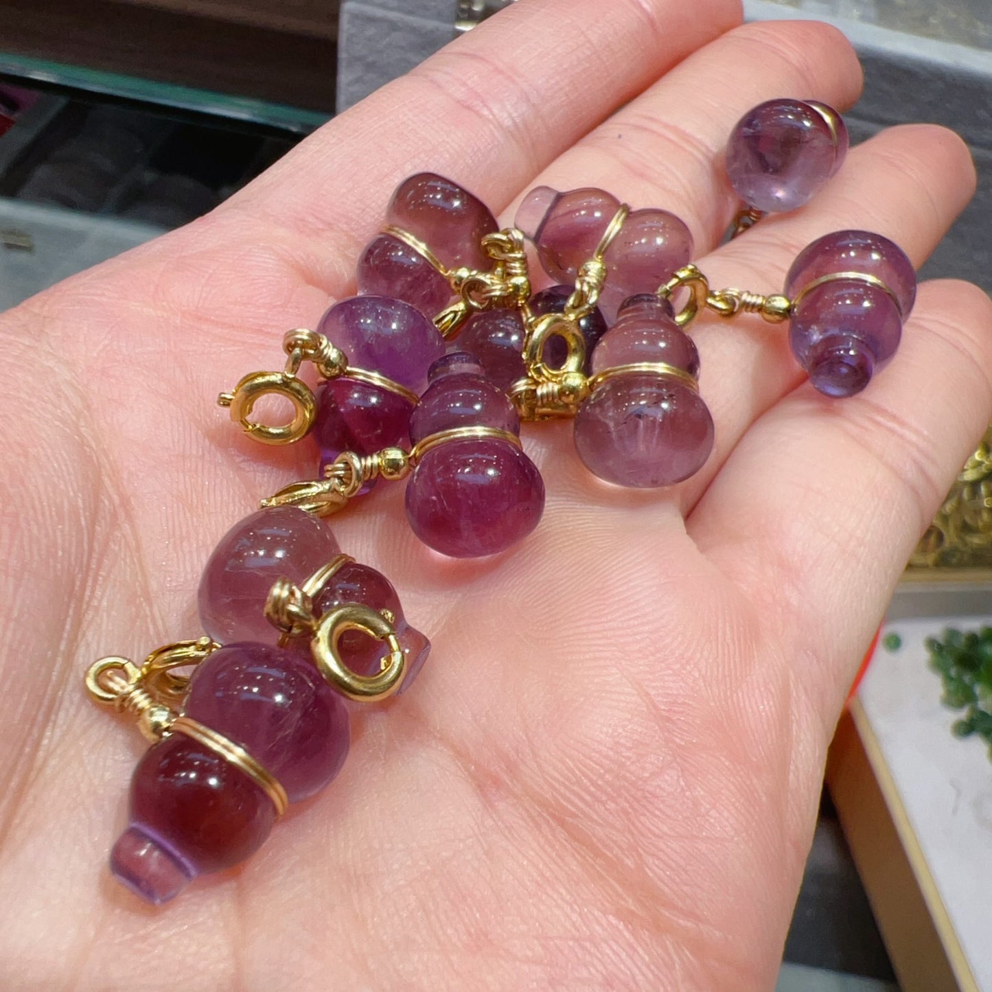 Natural Amethyst Gourd Charm Pendants | Handmade Purple Gemstone Charms | Diy Jewelry Making Supplies | Boho Lucky Amulet