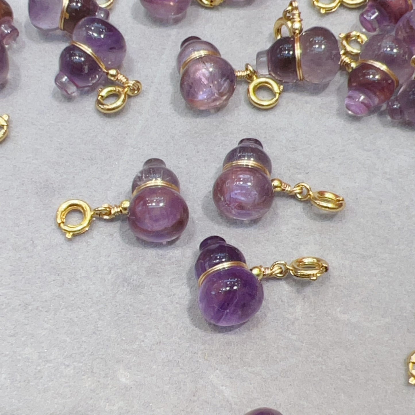 Natural Amethyst Gourd Charm Pendants | Handmade Purple Gemstone Charms | Diy Jewelry Making Supplies | Boho Lucky Amulet