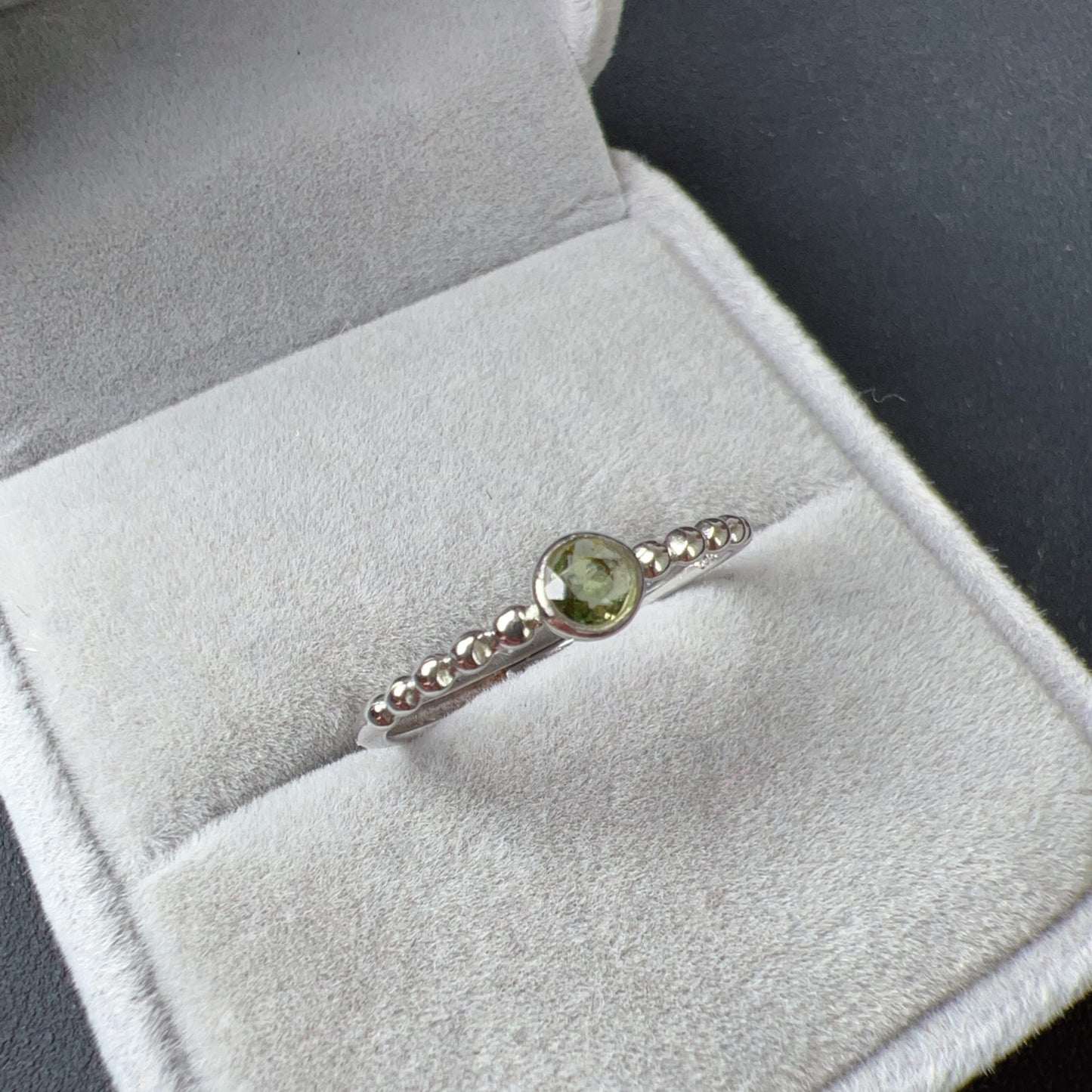 Minimal Round Cut Moldavite Ring With 925 Sterling Silver Adjustable Style | Rare High-Frequency Heart Chakra Healing