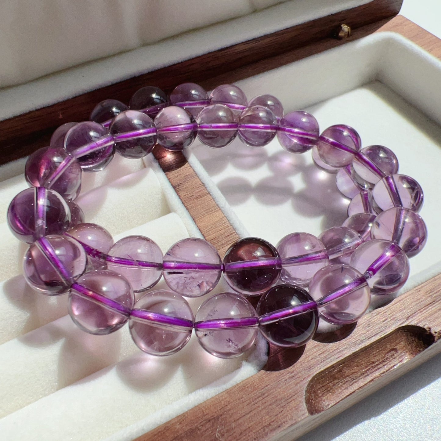 10.5Mm High-Clarity Amethyst Crystal Bracelet | Natural Healing Stone For Crown Chakra | Reiki Meditation Jewelry