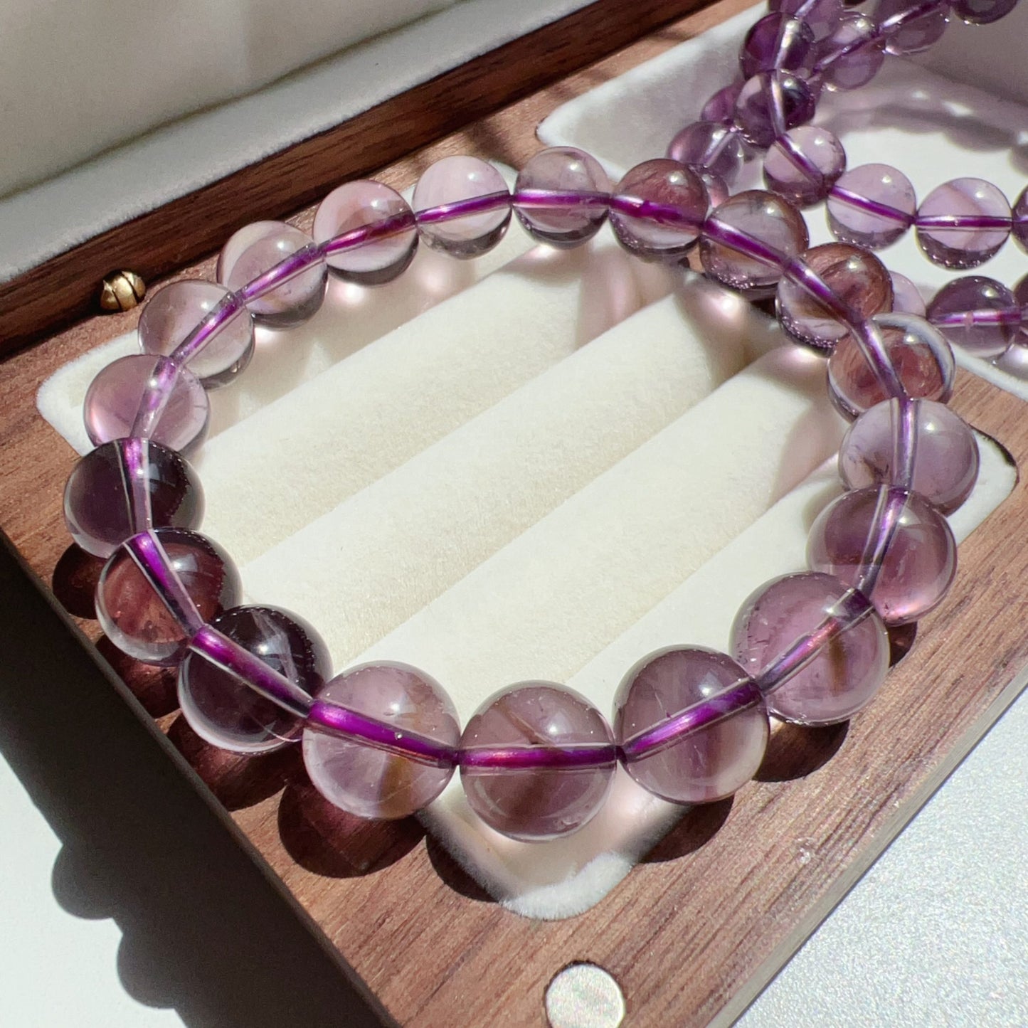 10.5Mm High-Clarity Amethyst Crystal Bracelet | Natural Healing Stone For Crown Chakra | Reiki Meditation Jewelry