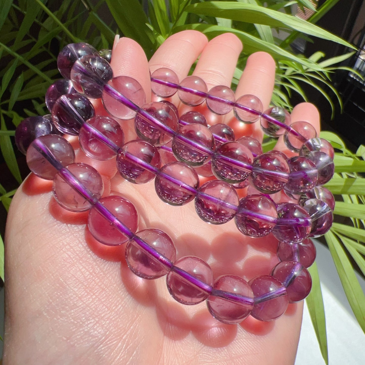 10.5Mm High-Clarity Amethyst Crystal Bracelet | Natural Healing Stone For Crown Chakra | Reiki Meditation Jewelry