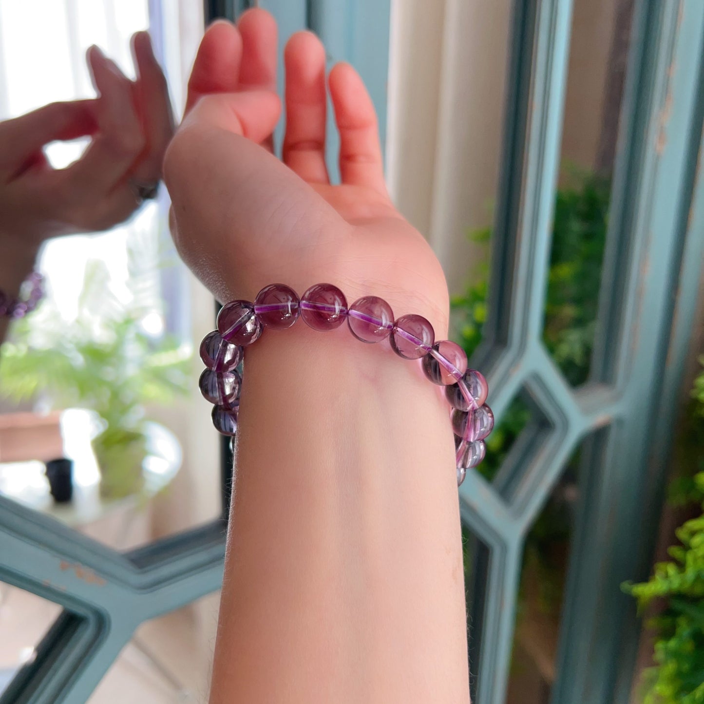 10.5Mm High-Clarity Amethyst Crystal Bracelet | Natural Healing Stone For Crown Chakra | Reiki Meditation Jewelry