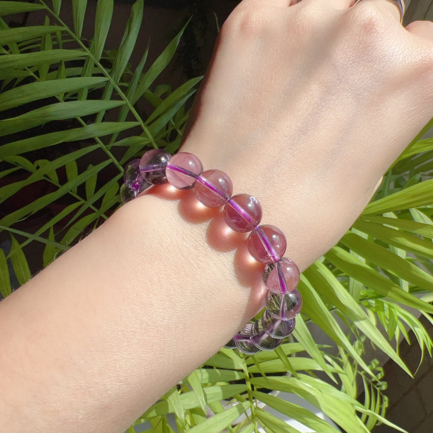 10.5Mm High-Clarity Amethyst Crystal Bracelet | Natural Healing Stone For Crown Chakra | Reiki Meditation Jewelry
