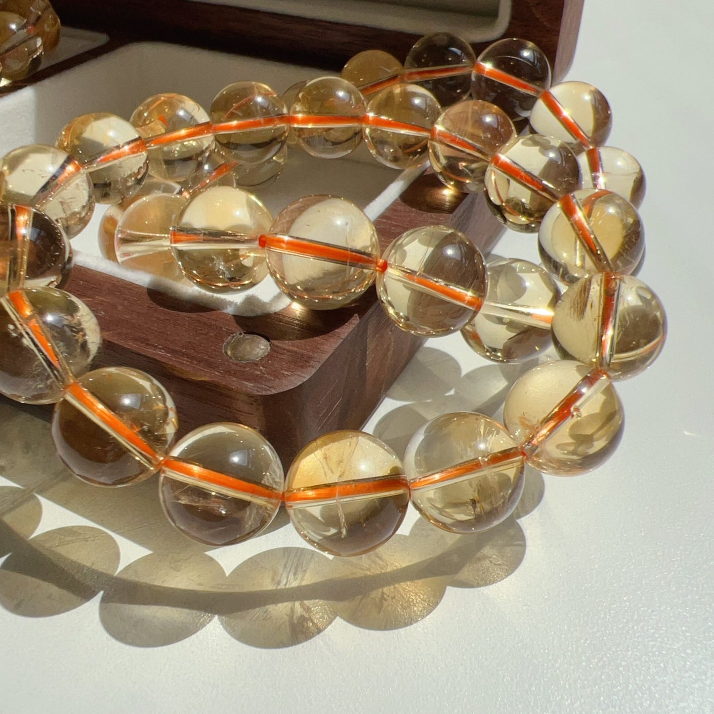 12Mm Natural Citrine Healing Bracelet | Wealth Attraction | Solar Plexus Chakra | November Birthstone Gift