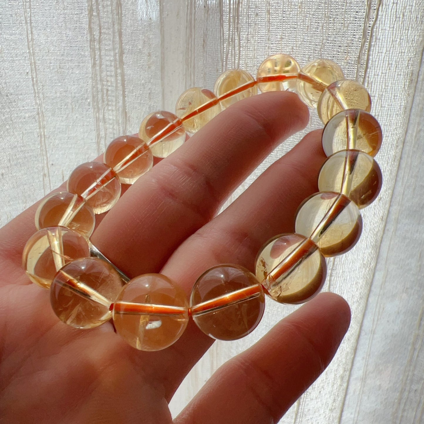 12Mm Natural Citrine Healing Bracelet | Wealth Attraction | Solar Plexus Chakra | November Birthstone Gift