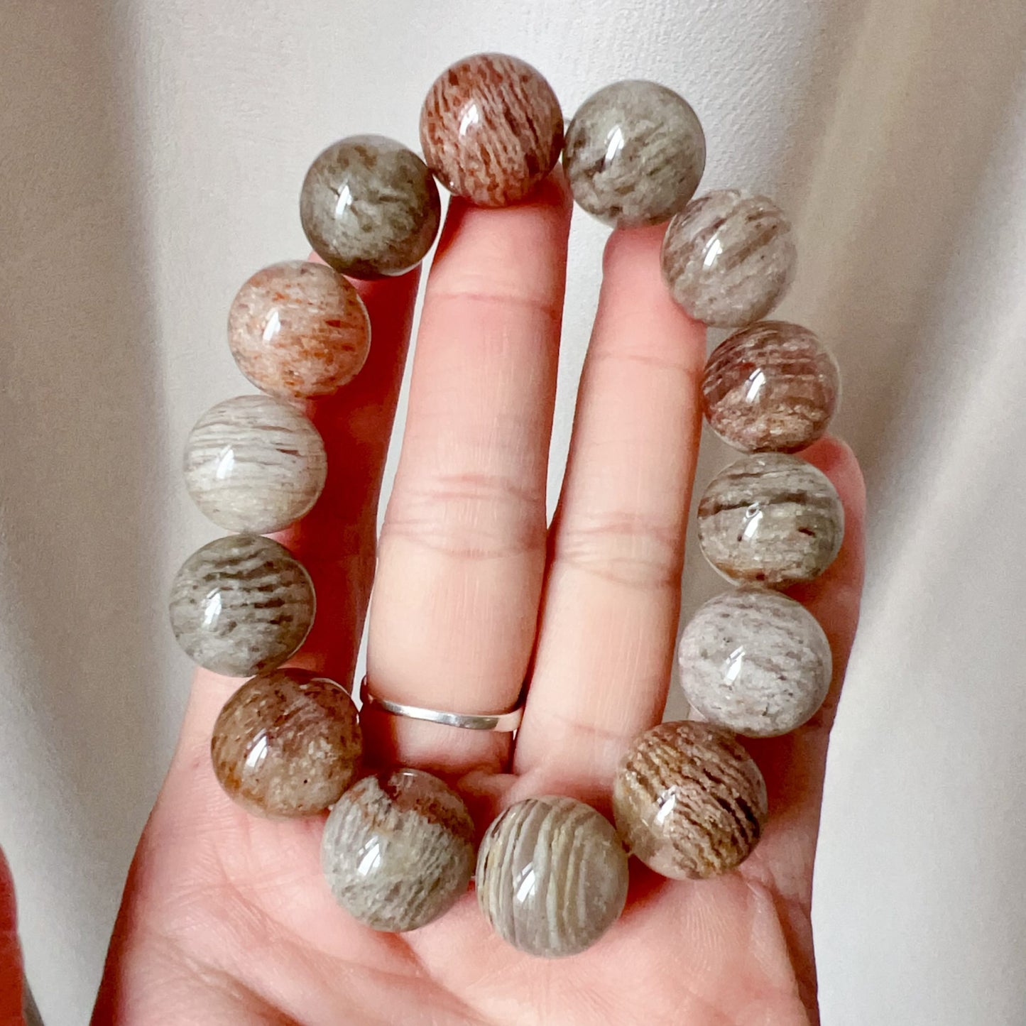 Large Assorted Layers Phantom Quartz Bracelet 15.3Mm For Spiritual Balance