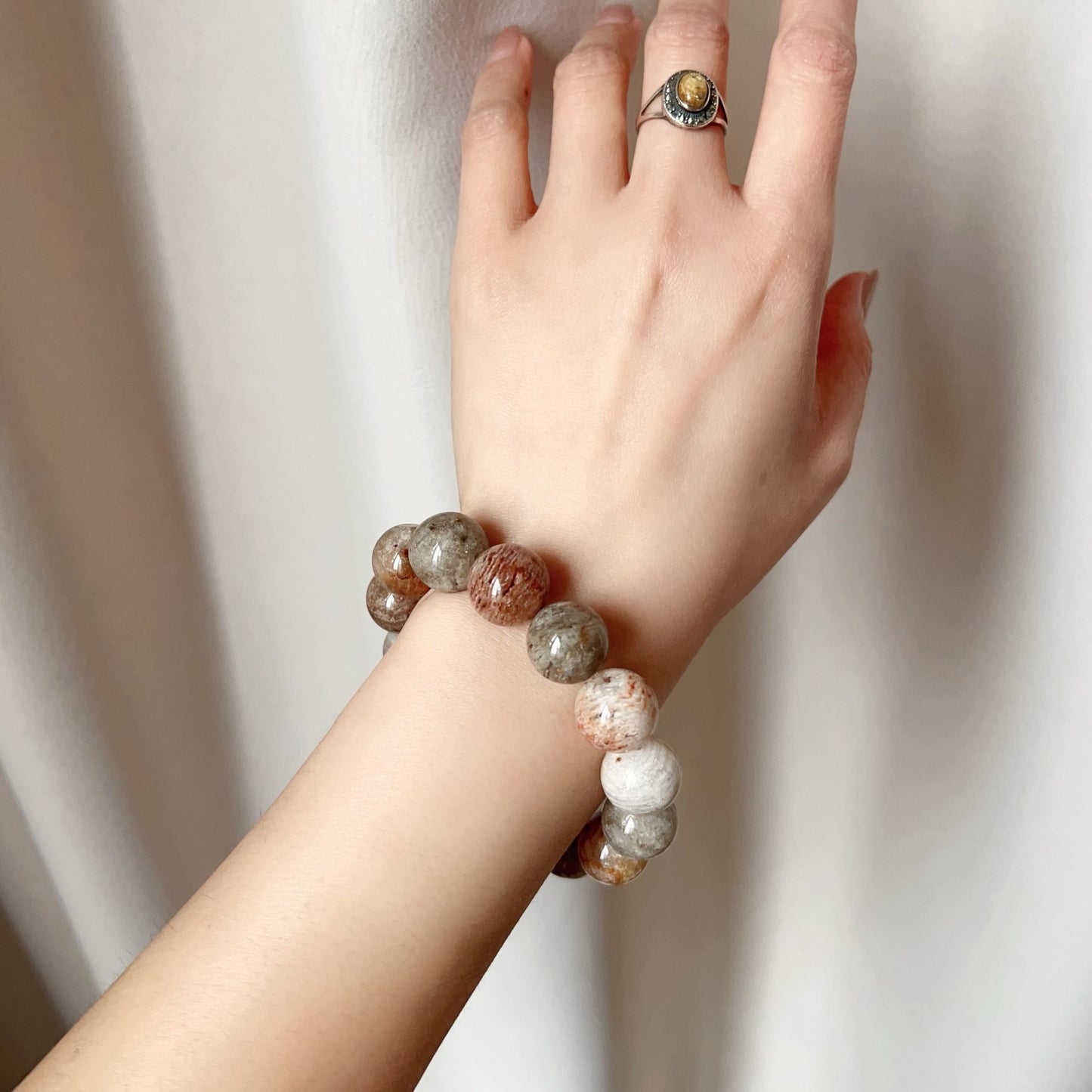 Large Assorted Layers Phantom Quartz Bracelet 15.3Mm For Spiritual Balance