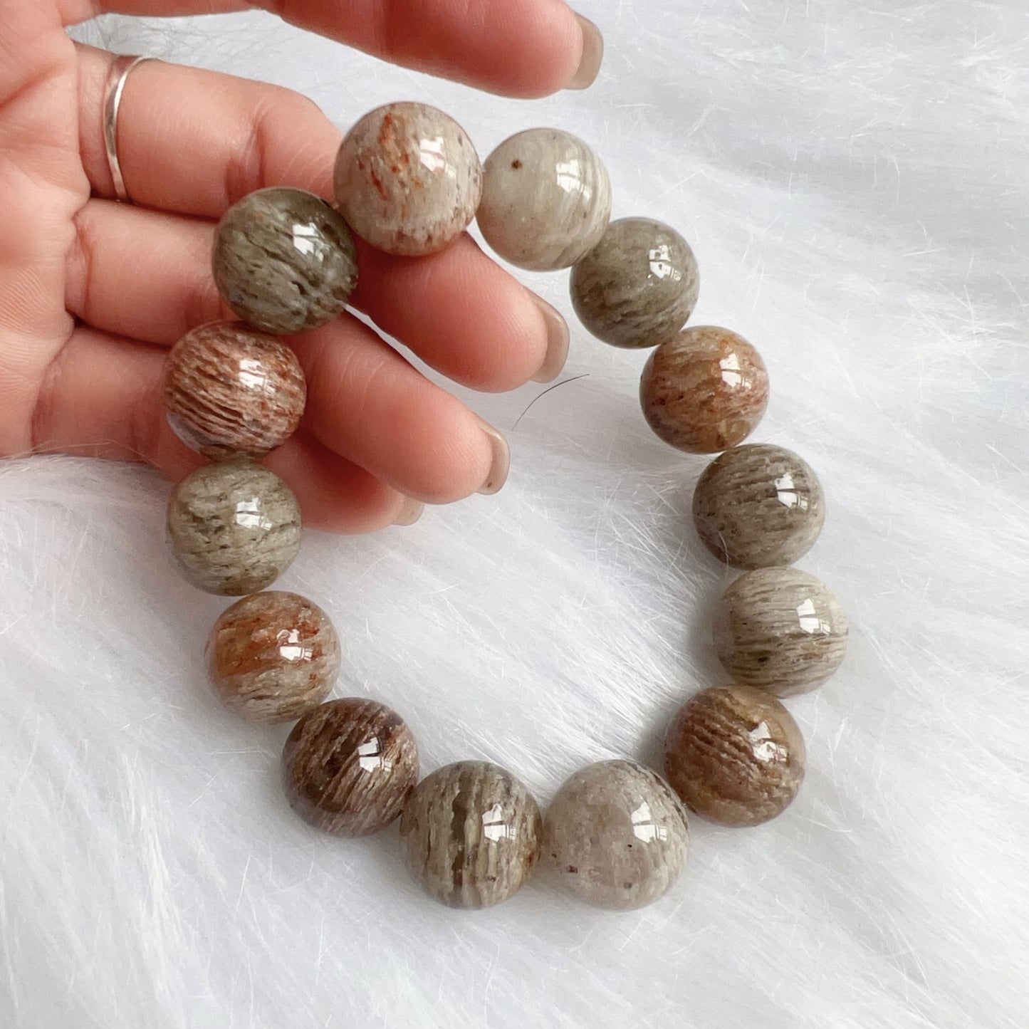 Large Assorted Layers Phantom Quartz Bracelet 15.3Mm For Spiritual Balance