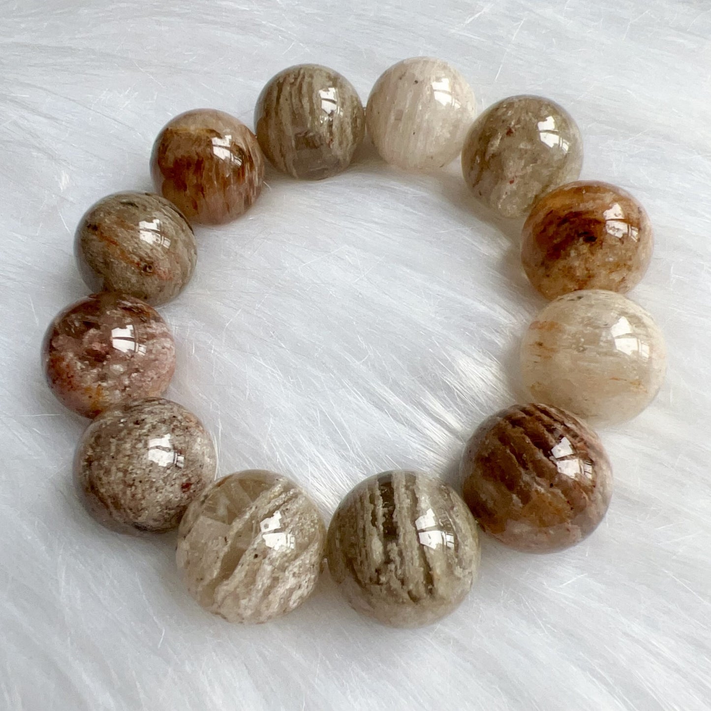 Rare Large 18Mm Assorted Layers Phantom Quartz Bracelet For Life Balance, Harmony