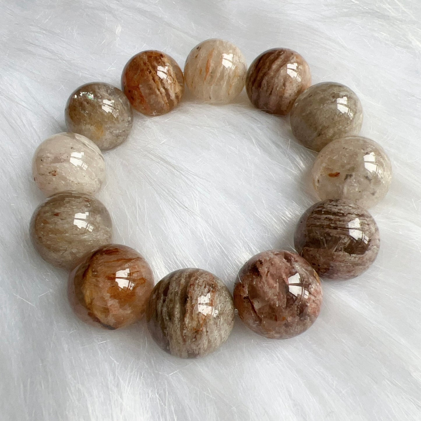 Rare Large 18Mm Assorted Layers Phantom Quartz Bracelet For Life Balance, Harmony