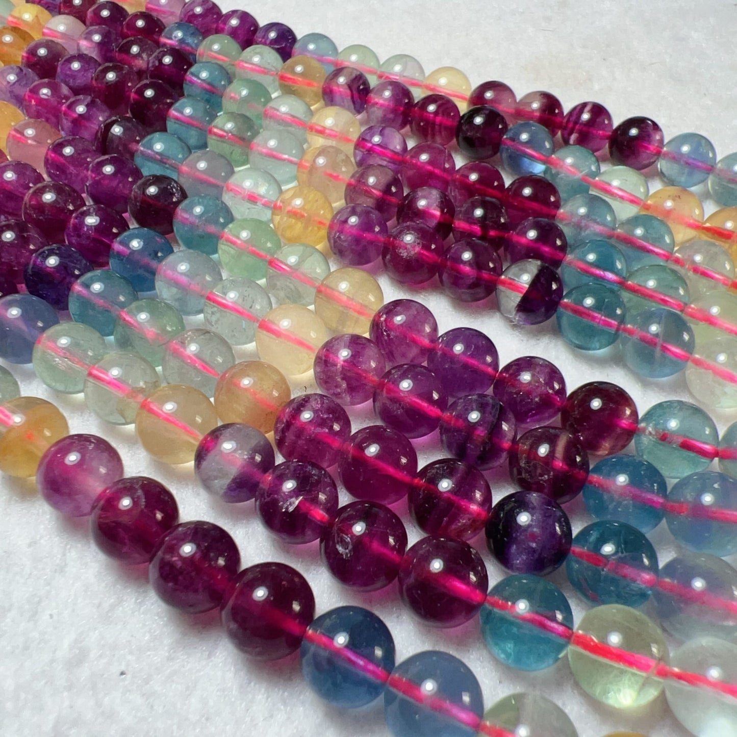 8Mm Natural High-Quality Assorted Fluorite Round Bead Strands For Diy Jewelry Project