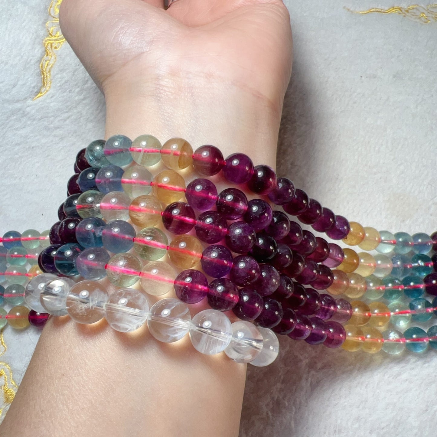 8Mm Natural High-Quality Assorted Fluorite Round Bead Strands For Diy Jewelry Project