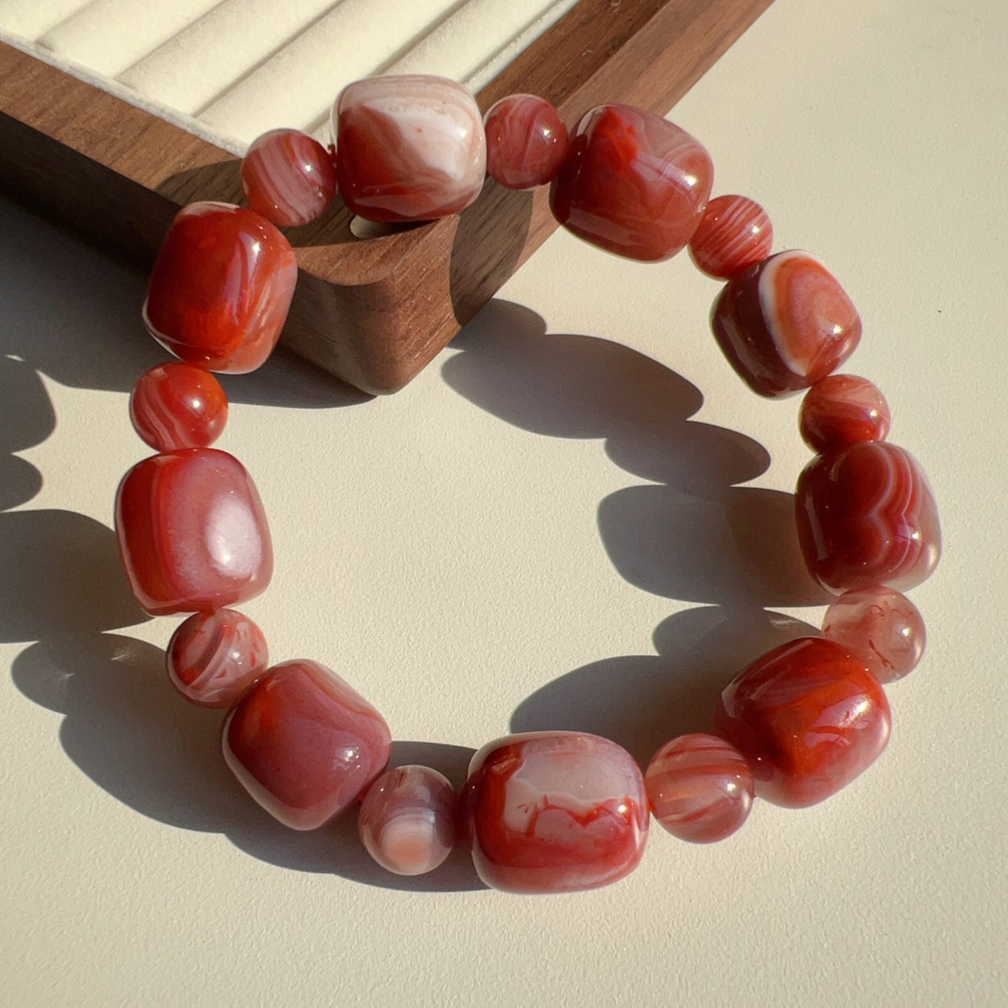 Natural Nanhong Agate Bracelet | Stone Of Strength | Root Chakra Healing Stone Jewelry