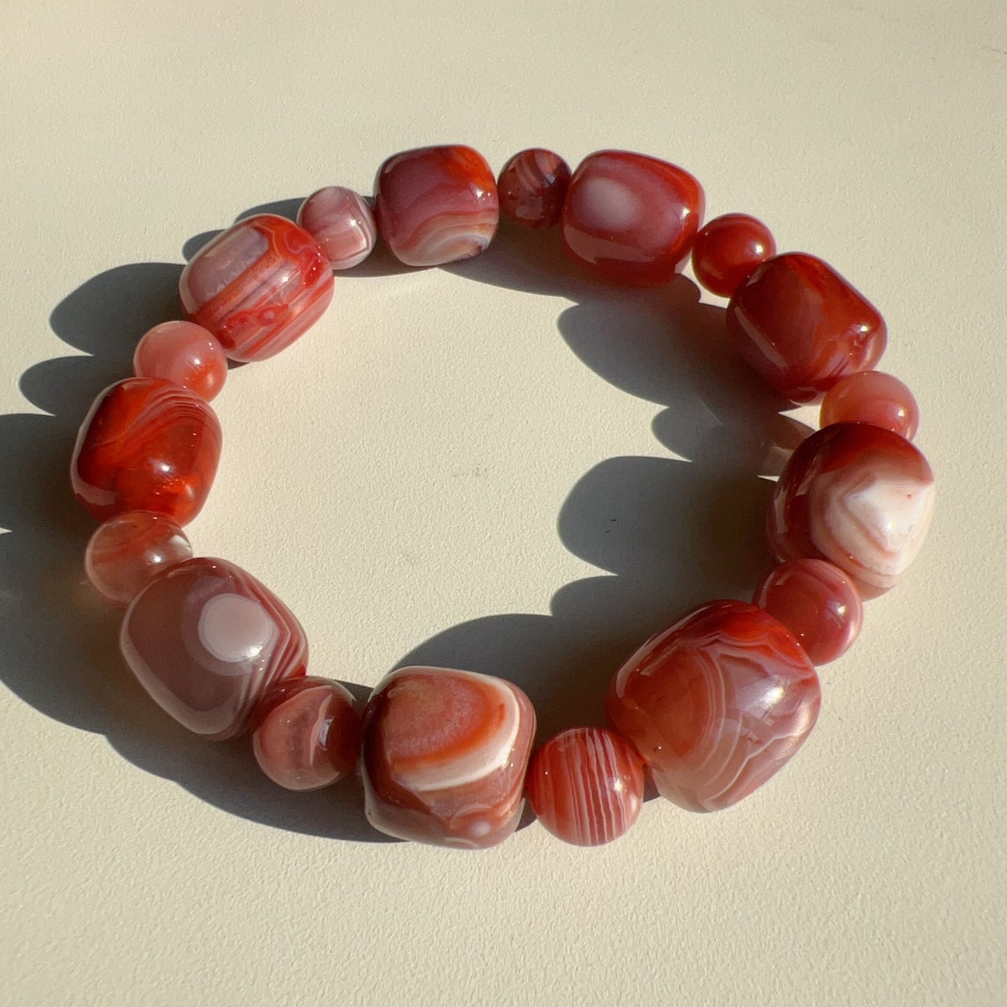 Natural Nanhong Agate Bracelet | Stone Of Strength | Root Chakra Healing Stone Jewelry