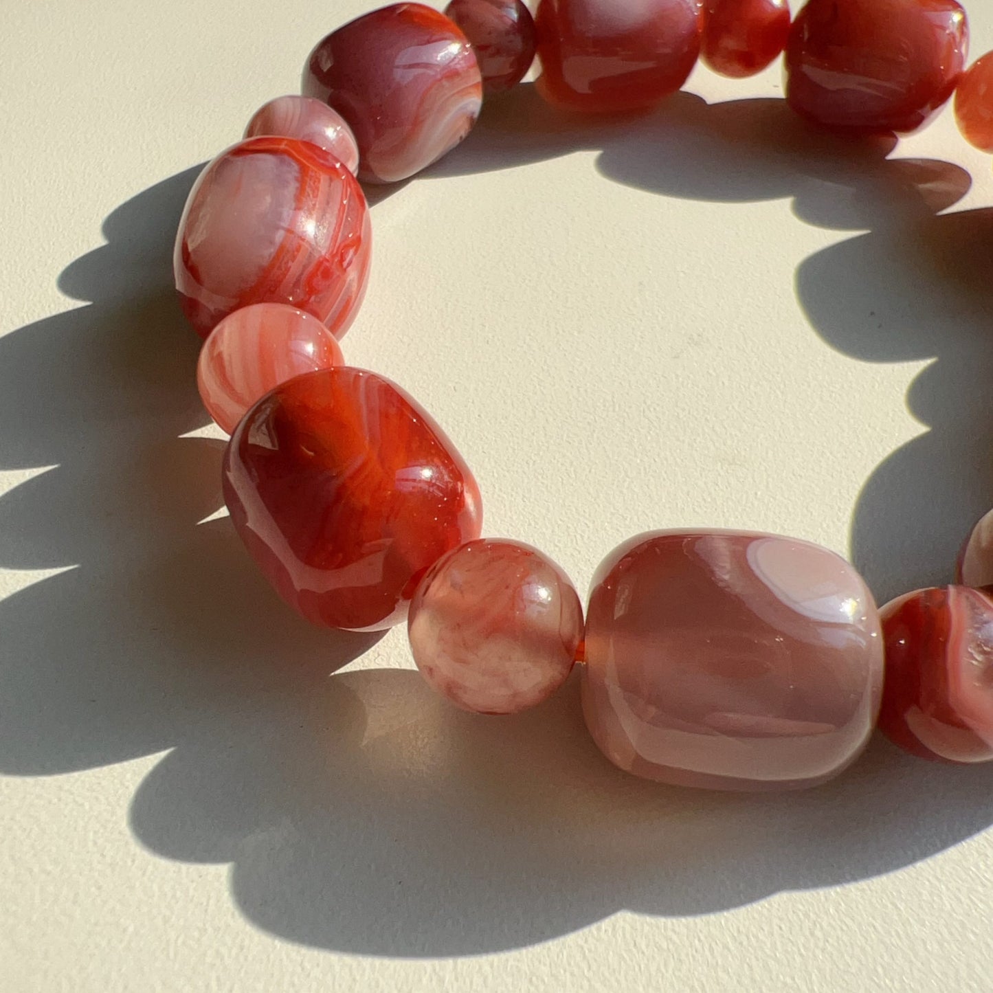 Natural Nanhong Agate Bracelet | Stone Of Strength | Root Chakra Healing Stone Jewelry