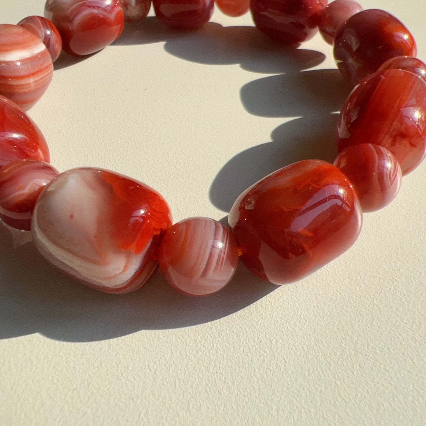 Natural Nanhong Agate Bracelet | Stone Of Strength | Root Chakra Healing Stone Jewelry