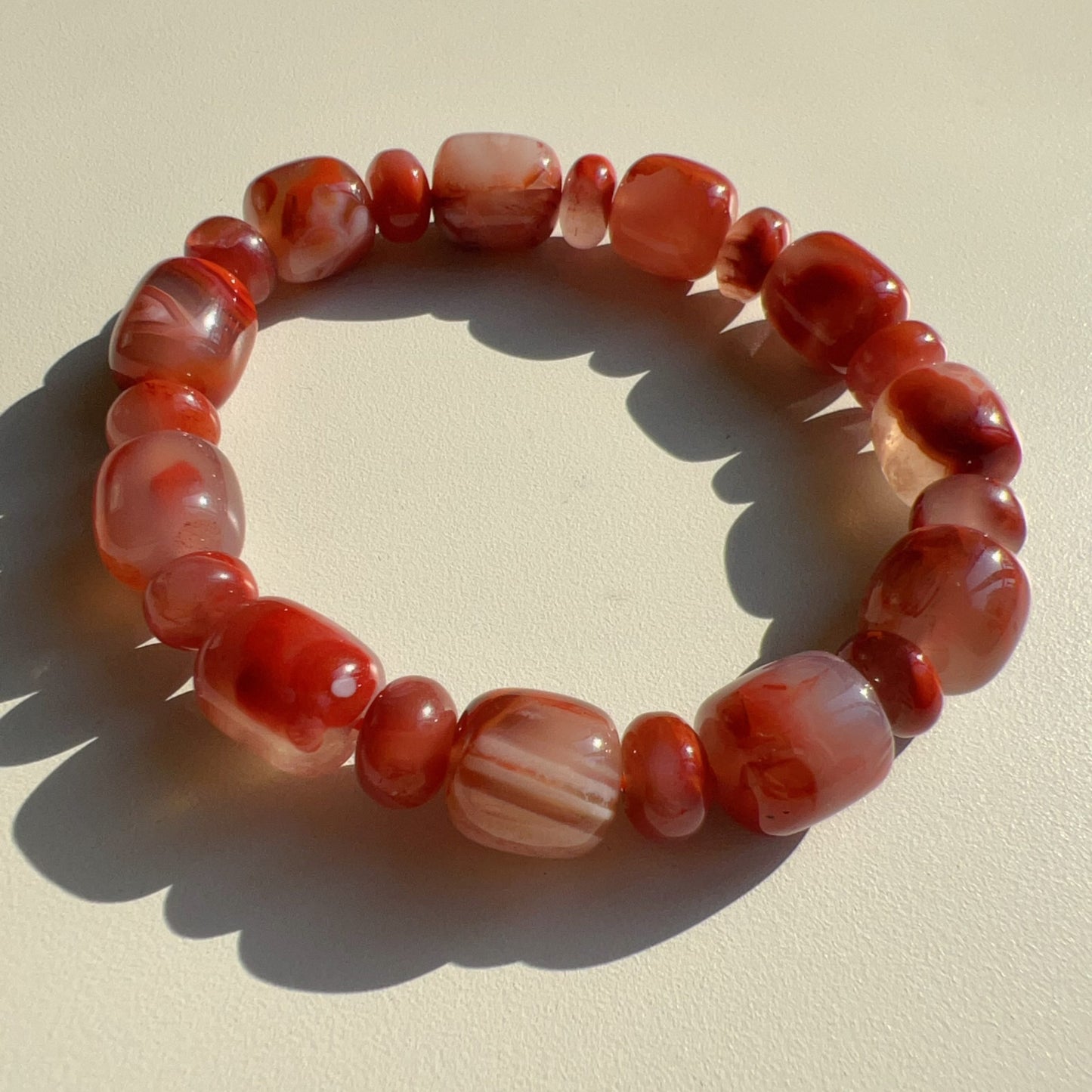 Natural Nanhong Agate Bracelet With Barrel And Rondelle Beads | Stone Of Strength | Root Chakra Healing Stone Jewelry