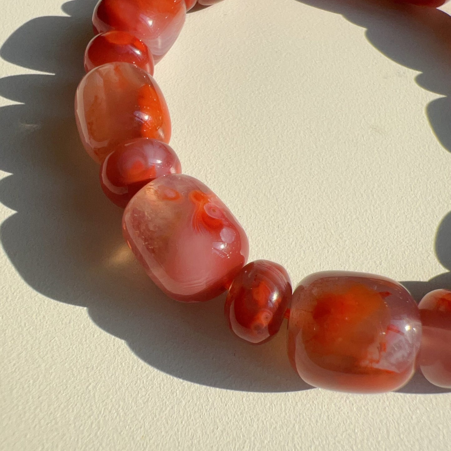 Natural Nanhong Agate Bracelet With Barrel And Rondelle Beads | Stone Of Strength | Root Chakra Healing Stone Jewelry