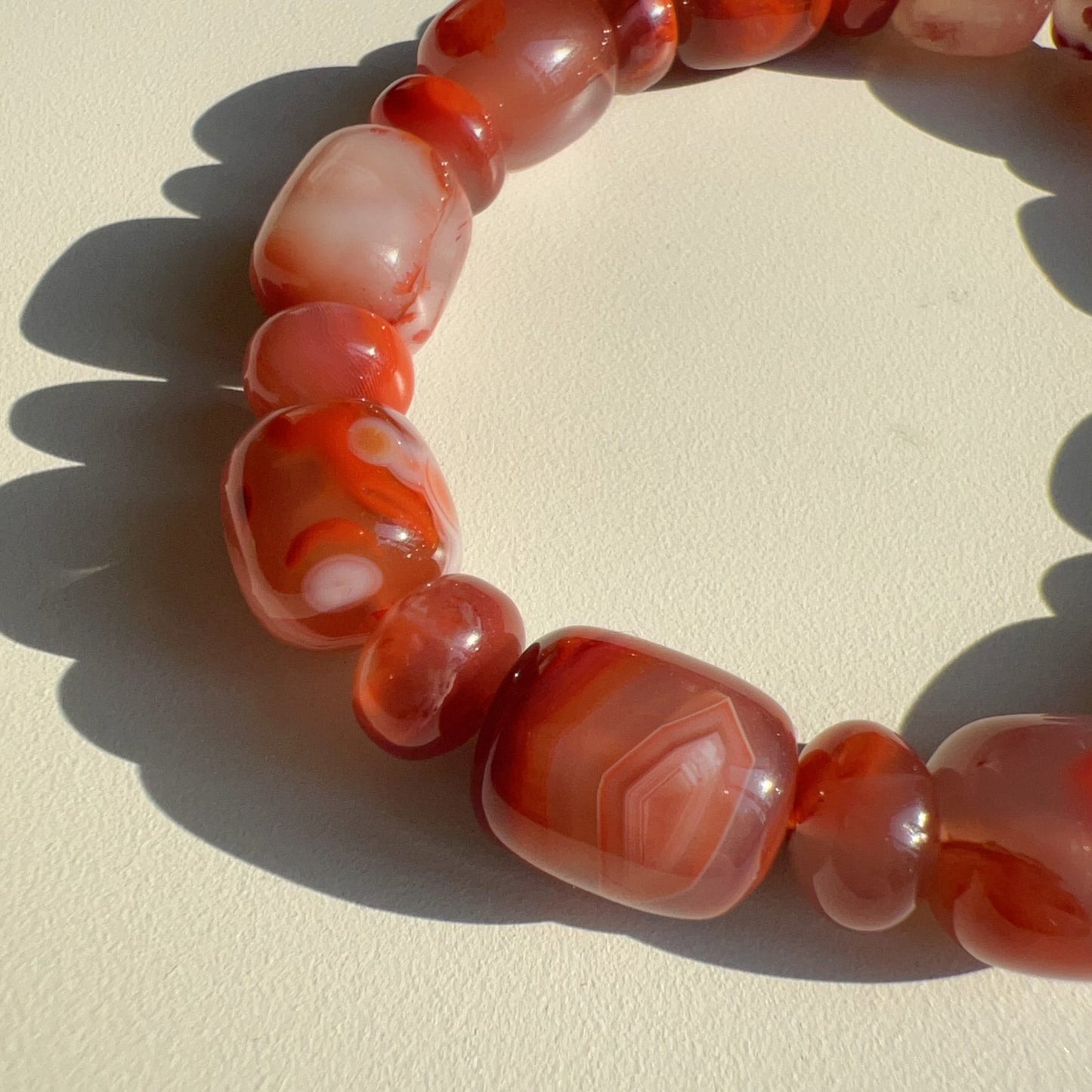 Natural Nanhong Agate Bracelet With Barrel And Rondelle Beads | Stone Of Strength | Root Chakra Healing Stone Jewelry