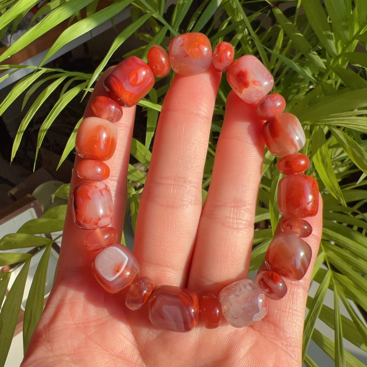 Natural Nanhong Agate Bracelet With Barrel And Rondelle Beads | Stone Of Strength | Root Chakra Healing Stone Jewelry