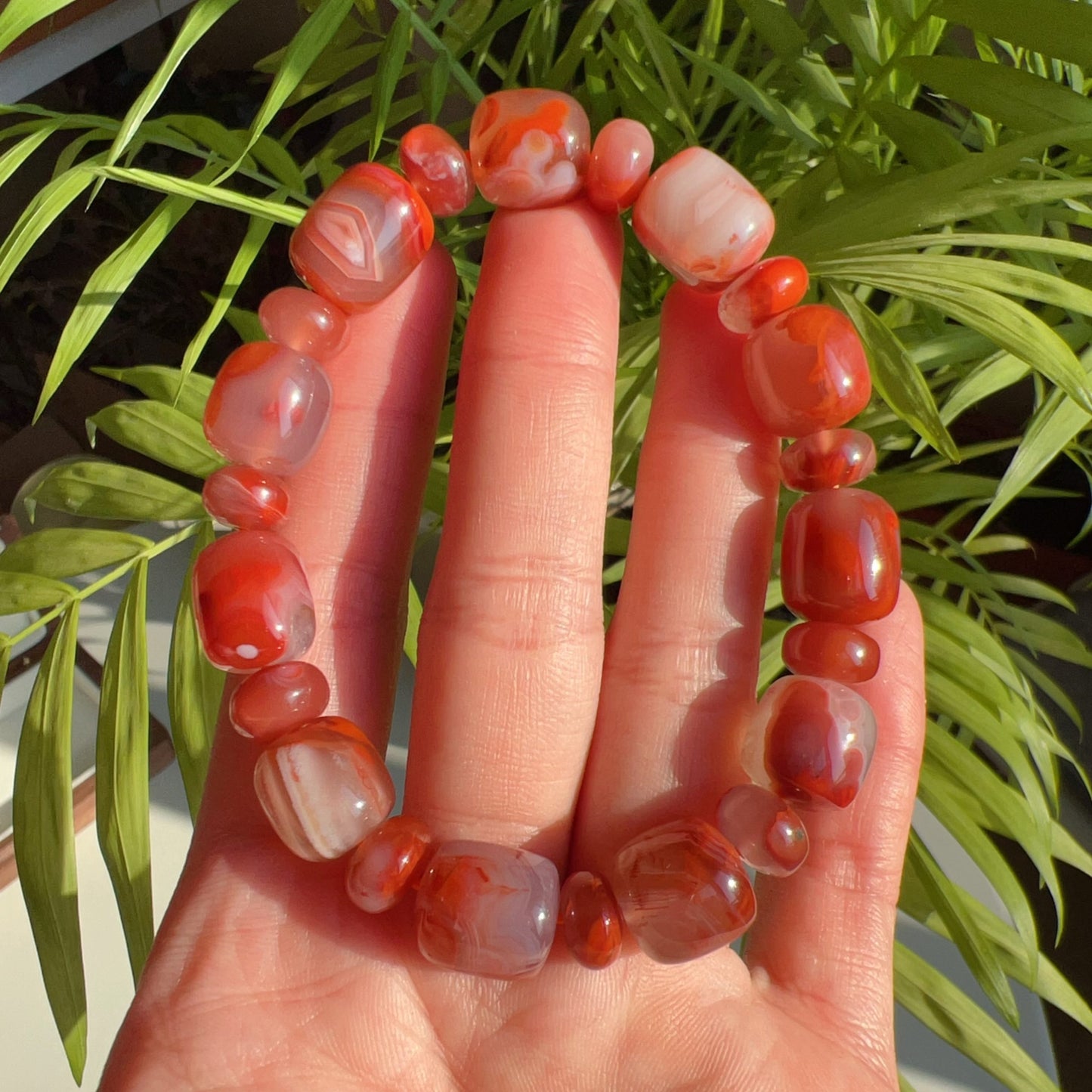 Natural Nanhong Agate Bracelet With Barrel And Rondelle Beads | Stone Of Strength | Root Chakra Healing Stone Jewelry