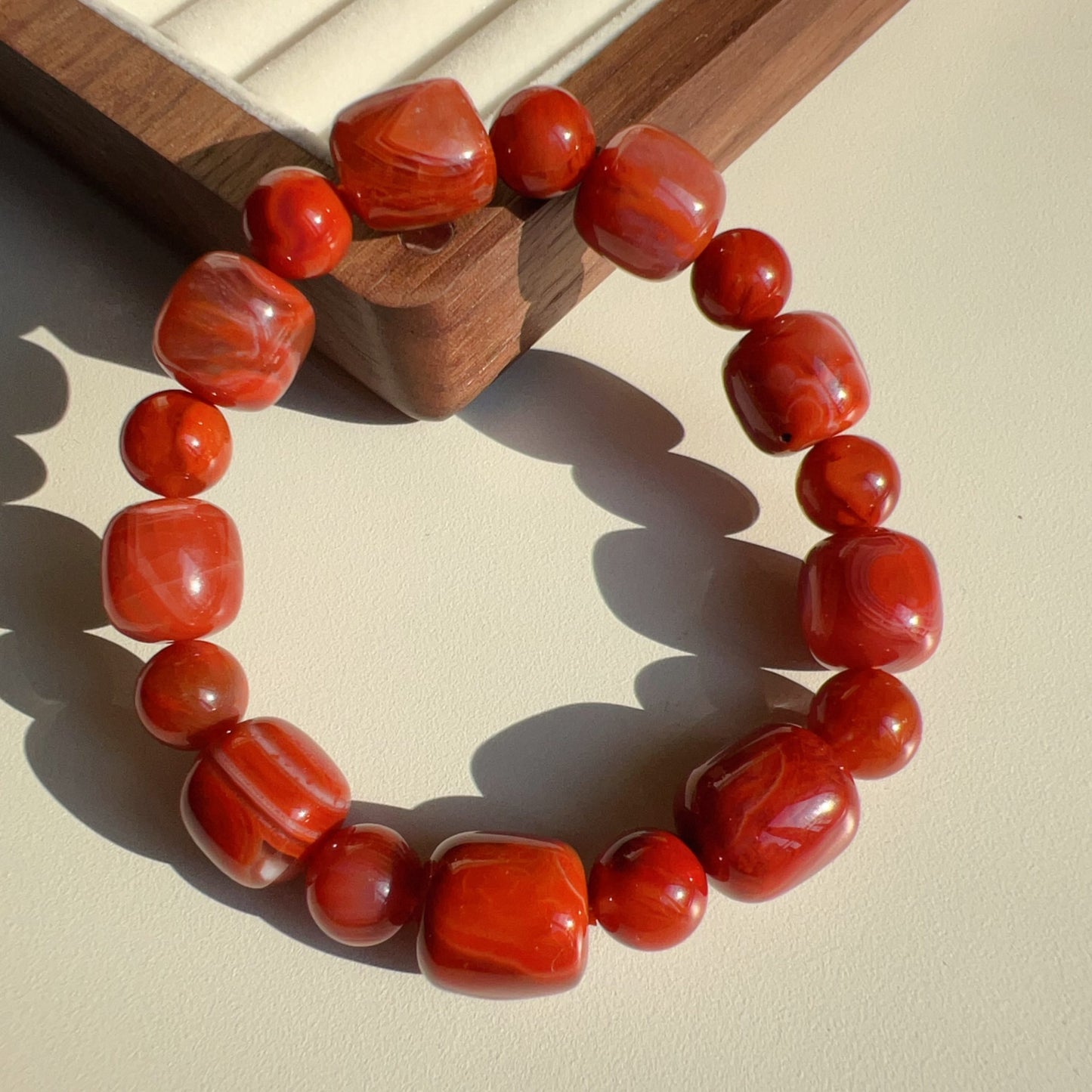 Customed Design Natural Nanhong Agate Bracelet | Stone Of Strength | Root Chakra Healing Stone Jewelry