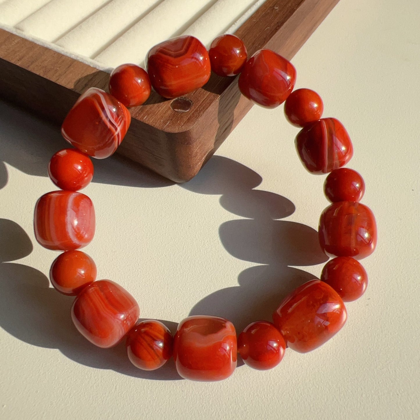 Customed Design Natural Nanhong Agate Bracelet | Stone Of Strength | Root Chakra Healing Stone Jewelry