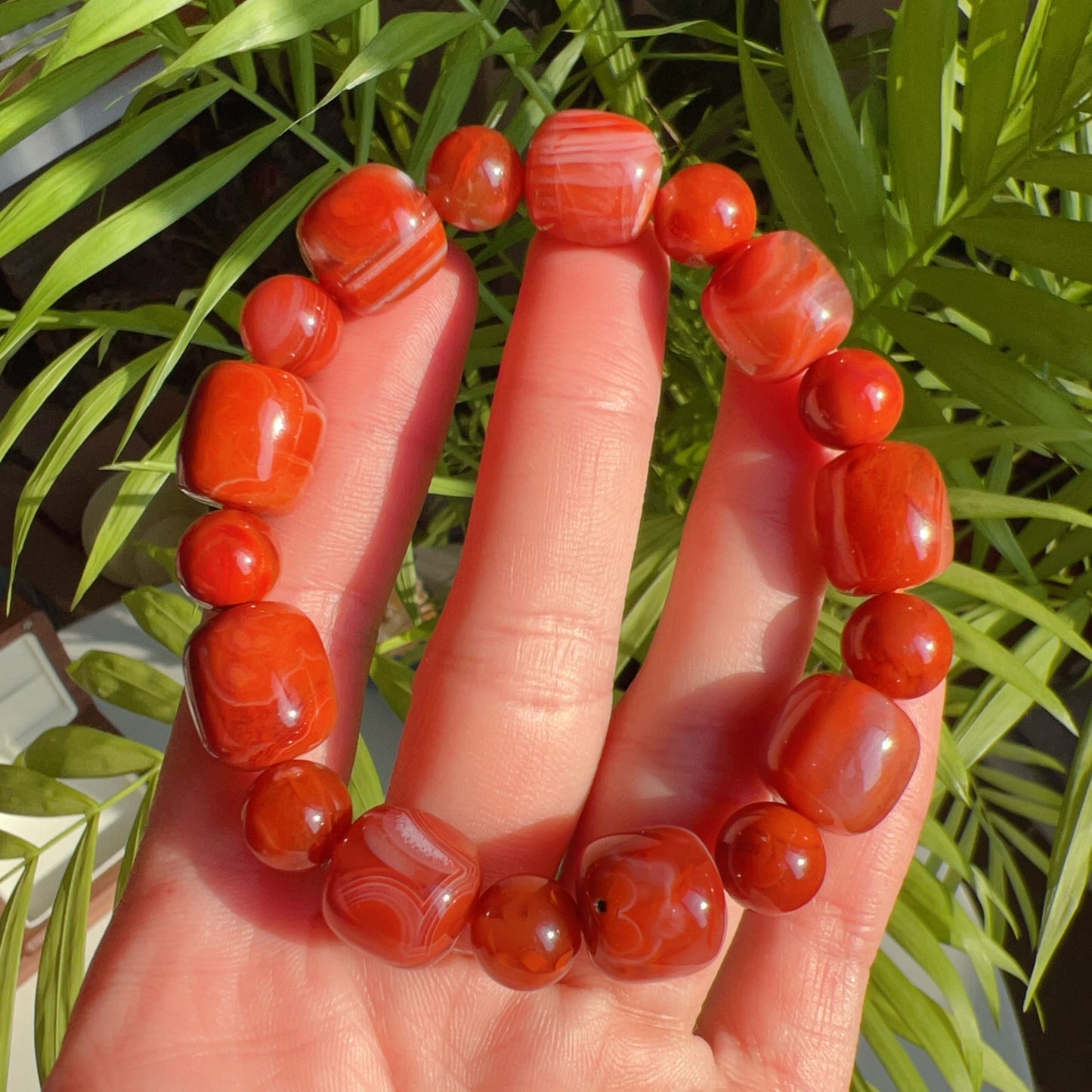 Customed Design Natural Nanhong Agate Bracelet | Stone Of Strength | Root Chakra Healing Stone Jewelry