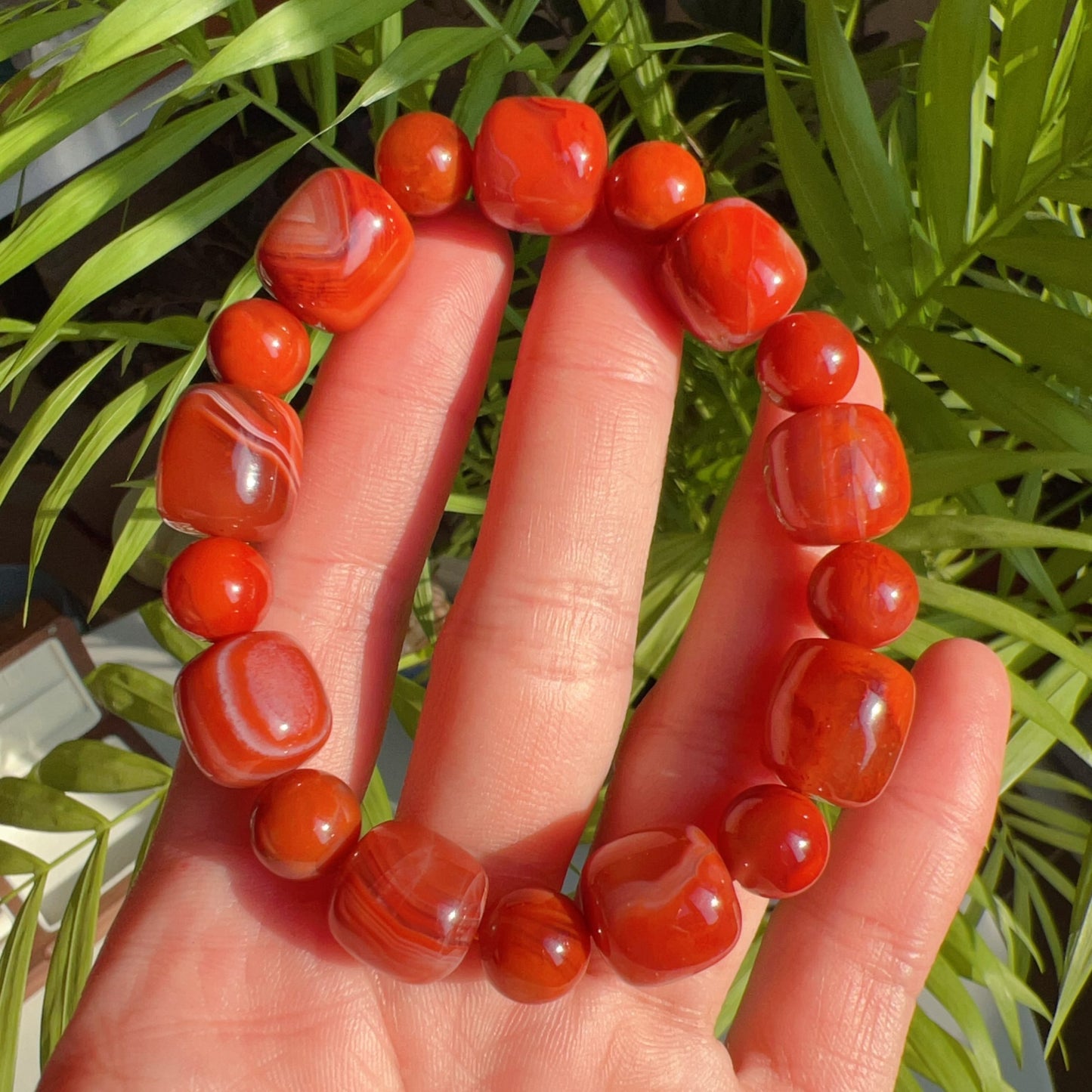 Customed Design Natural Nanhong Agate Bracelet | Stone Of Strength | Root Chakra Healing Stone Jewelry