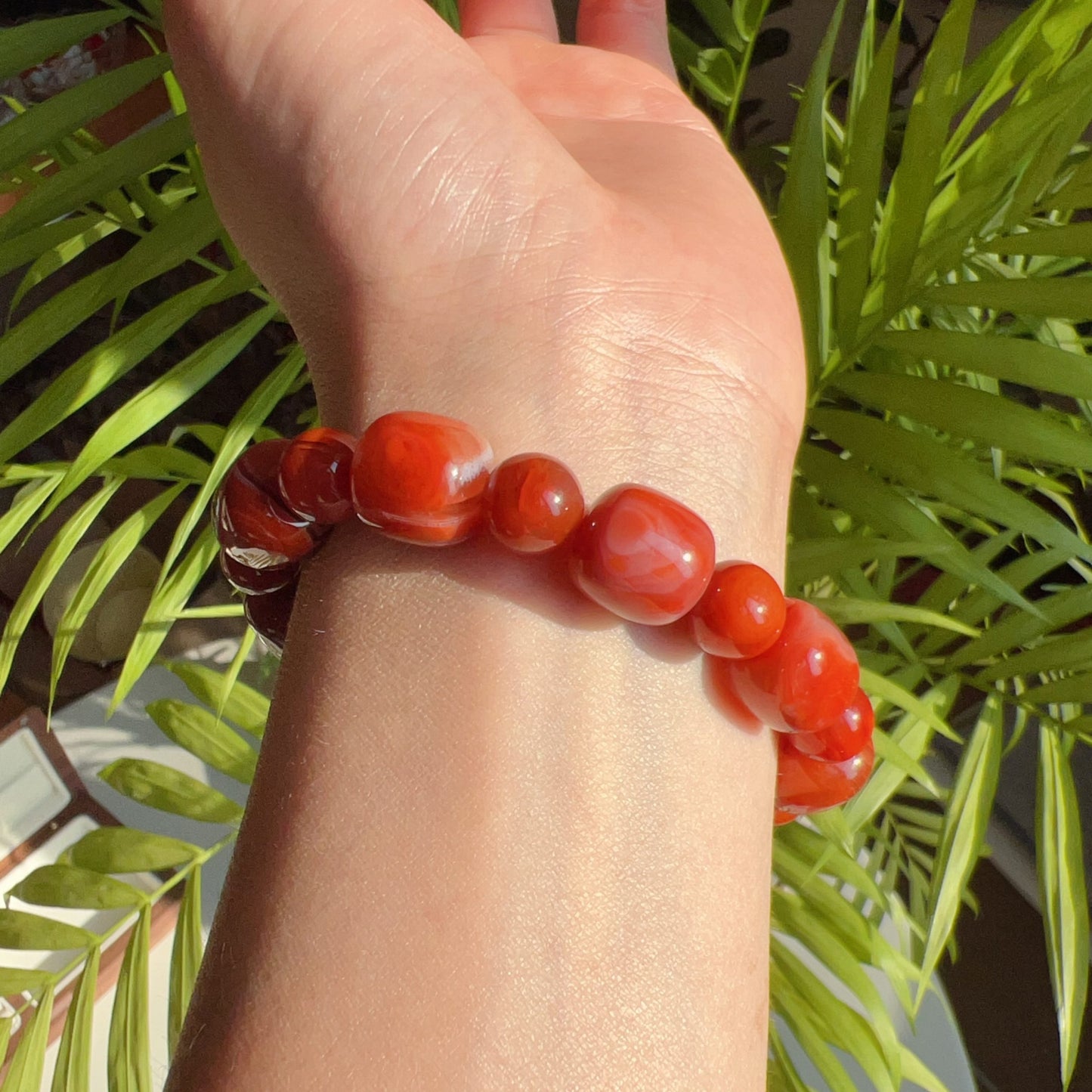 Customed Design Natural Nanhong Agate Bracelet | Stone Of Strength | Root Chakra Healing Stone Jewelry
