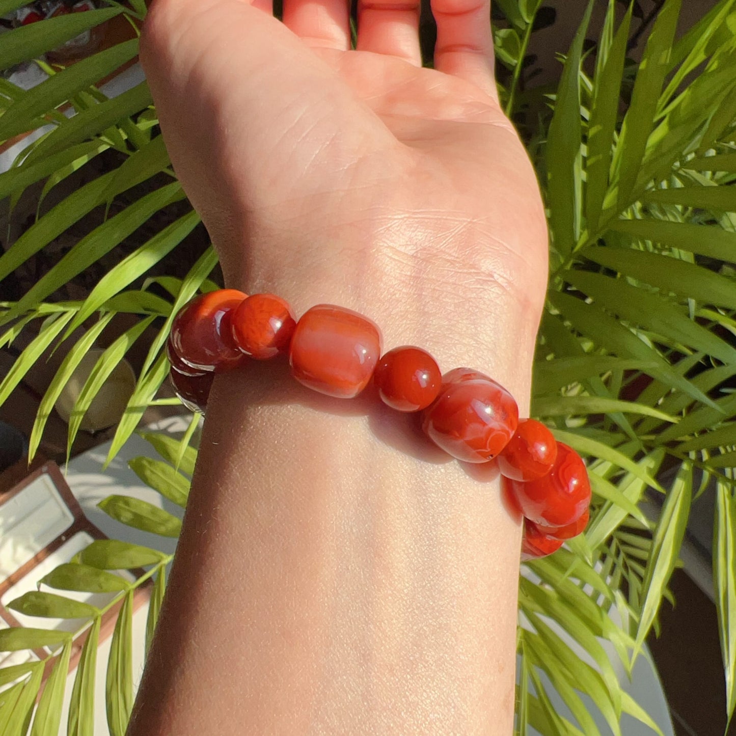 Customed Design Natural Nanhong Agate Bracelet | Stone Of Strength | Root Chakra Healing Stone Jewelry