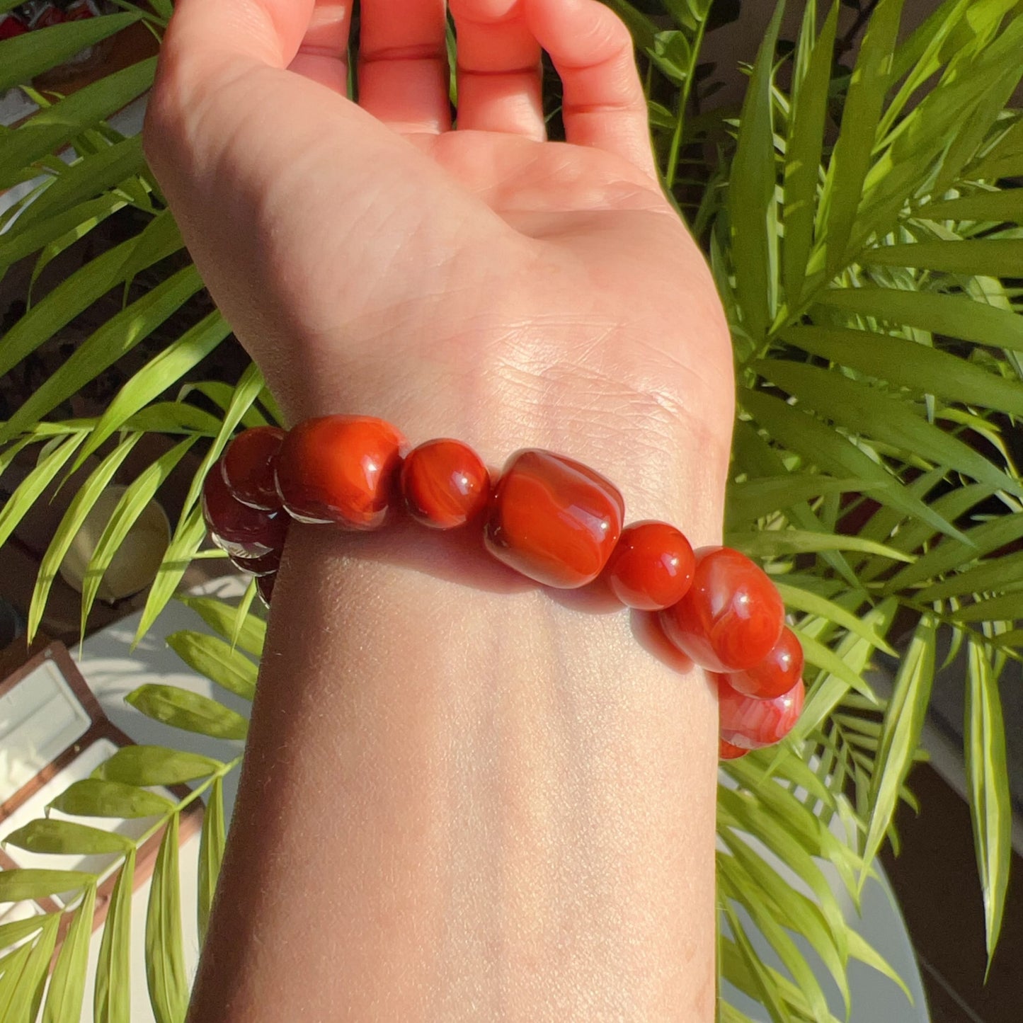 Customed Design Natural Nanhong Agate Bracelet | Stone Of Strength | Root Chakra Healing Stone Jewelry