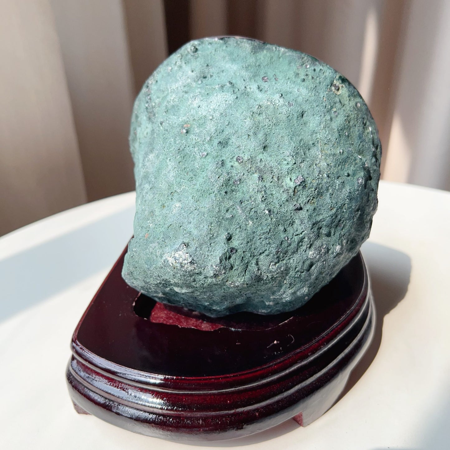 Rare Brazilian Amethyst Rutilated Quartz Geode – 1.75Kg, Includes Wooden Stand, Collectible Gemstone Specimen