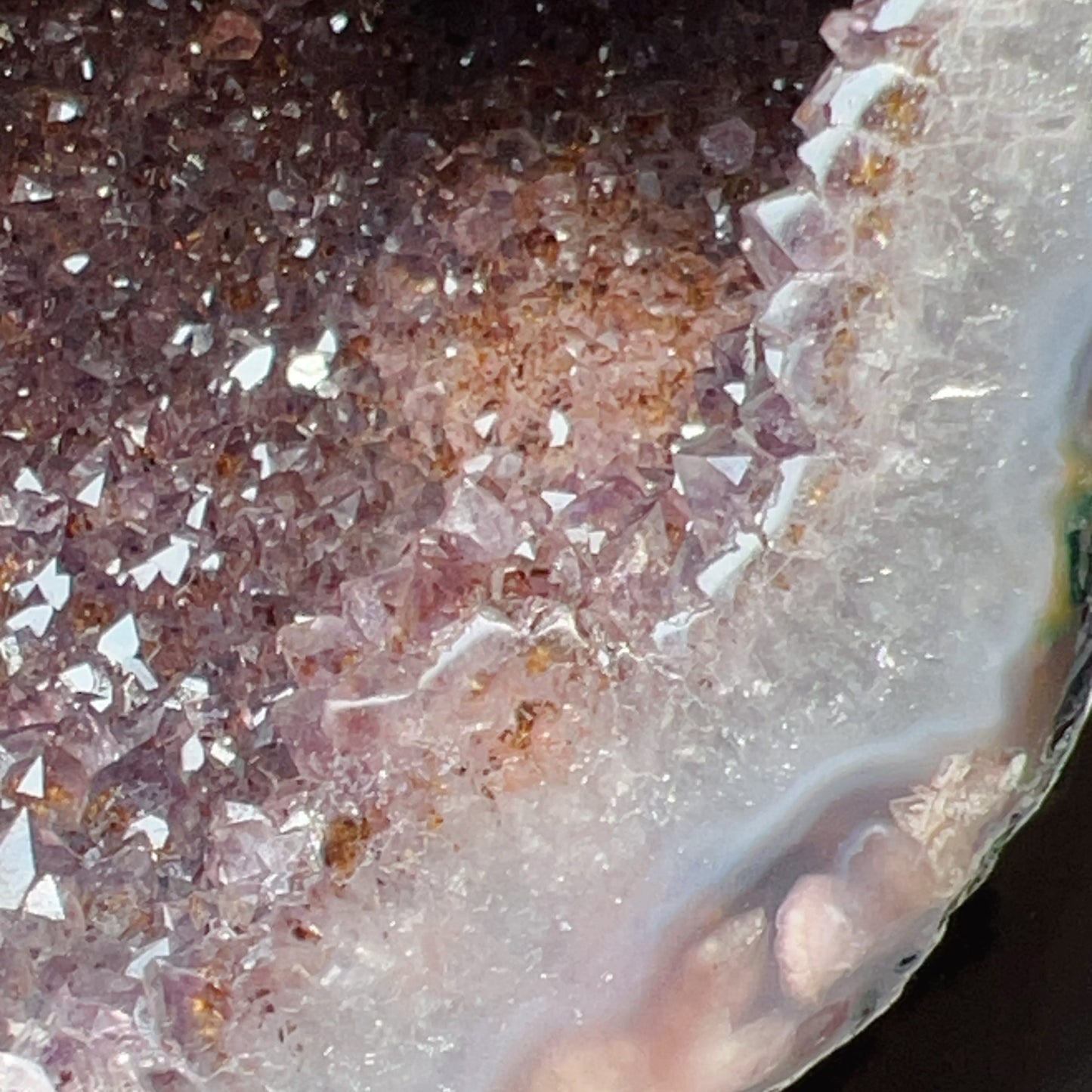 Rare Brazilian Amethyst Rutilated Quartz Geode – 1.75Kg, Includes Wooden Stand, Collectible Gemstone Specimen