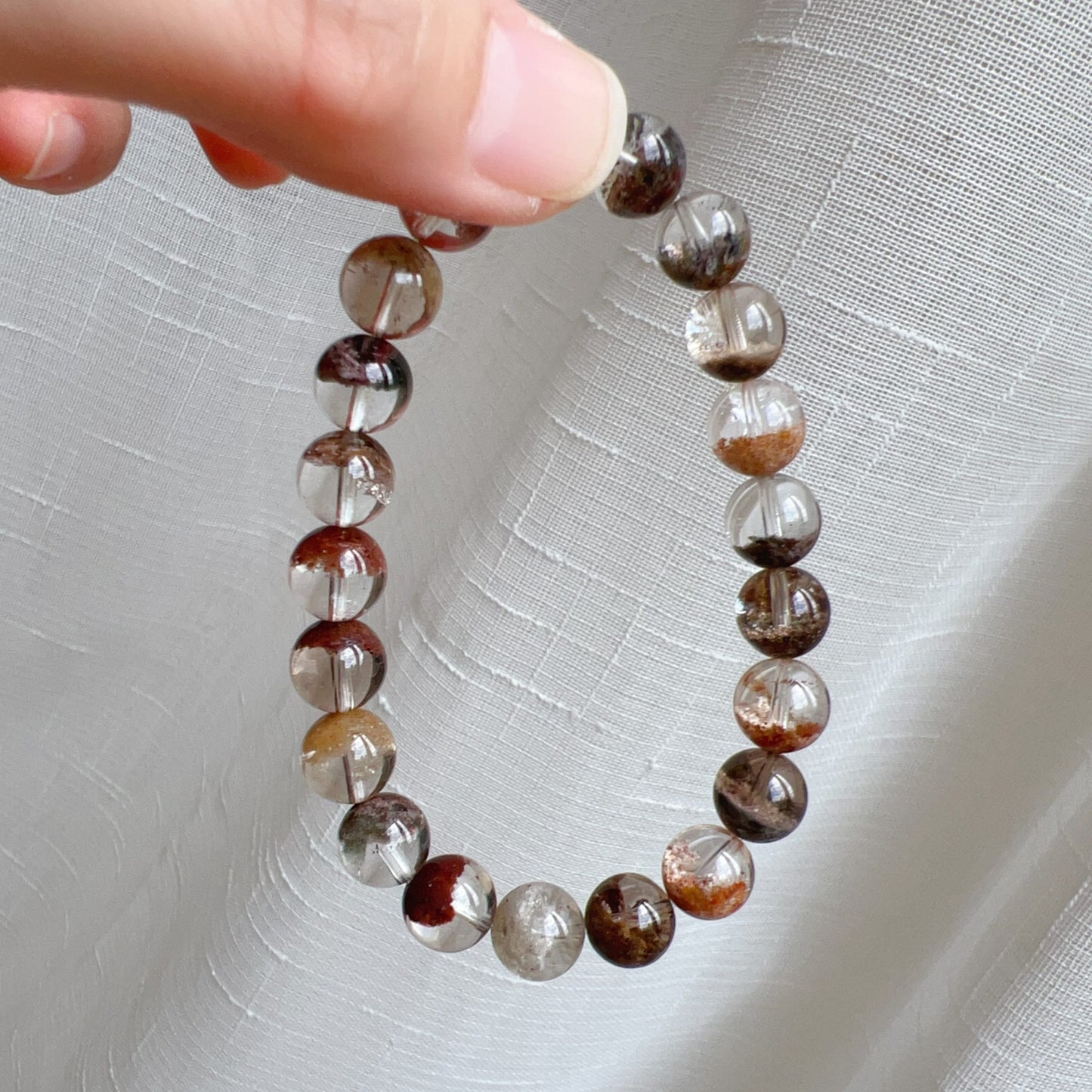 Healing Assorted Phantom Quartz Bracelet 9.2Mm | Natural Crystal Beads Cornucopia | Handmade Gemstone Jewelry