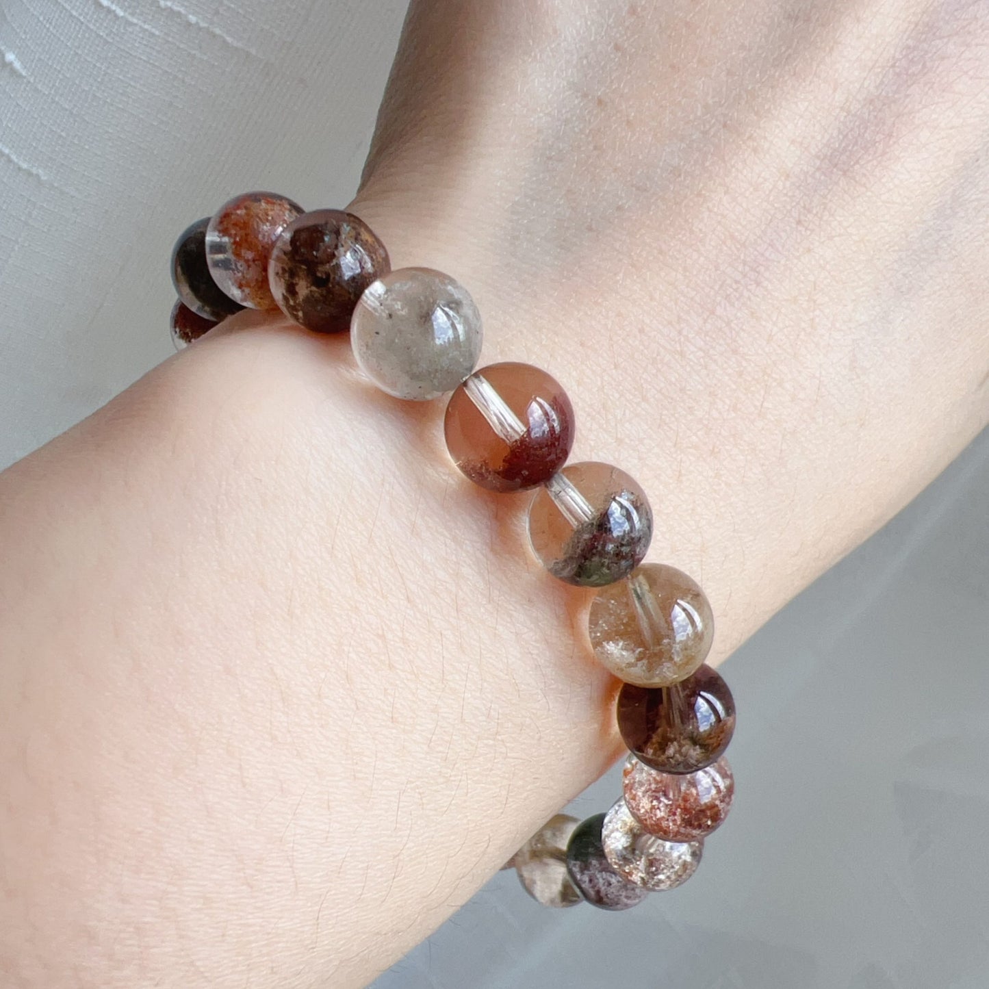 Healing Assorted Phantom Quartz Bracelet 9.2Mm | Natural Crystal Beads Cornucopia | Handmade Gemstone Jewelry