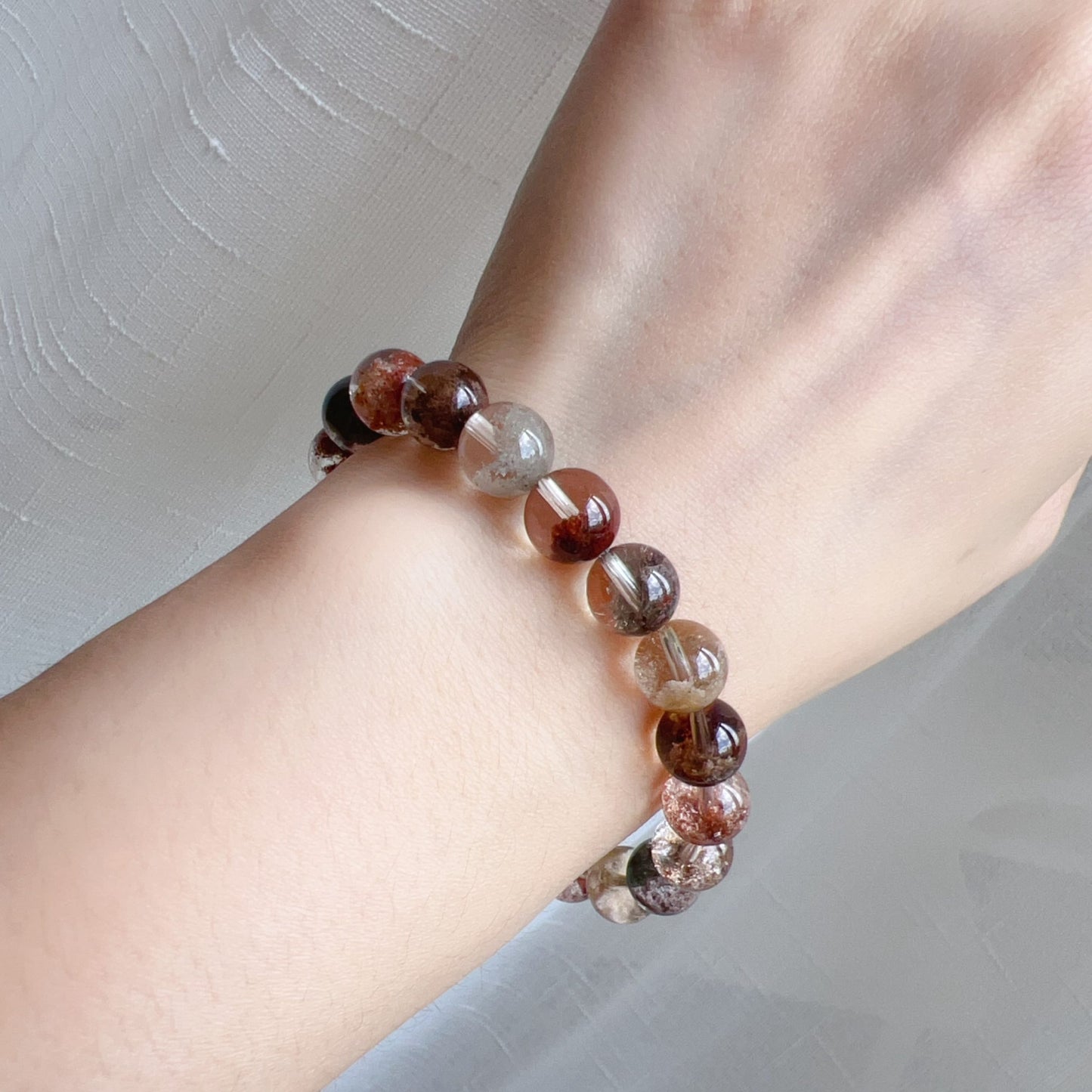 Healing Assorted Phantom Quartz Bracelet 9.2Mm | Natural Crystal Beads Cornucopia | Handmade Gemstone Jewelry