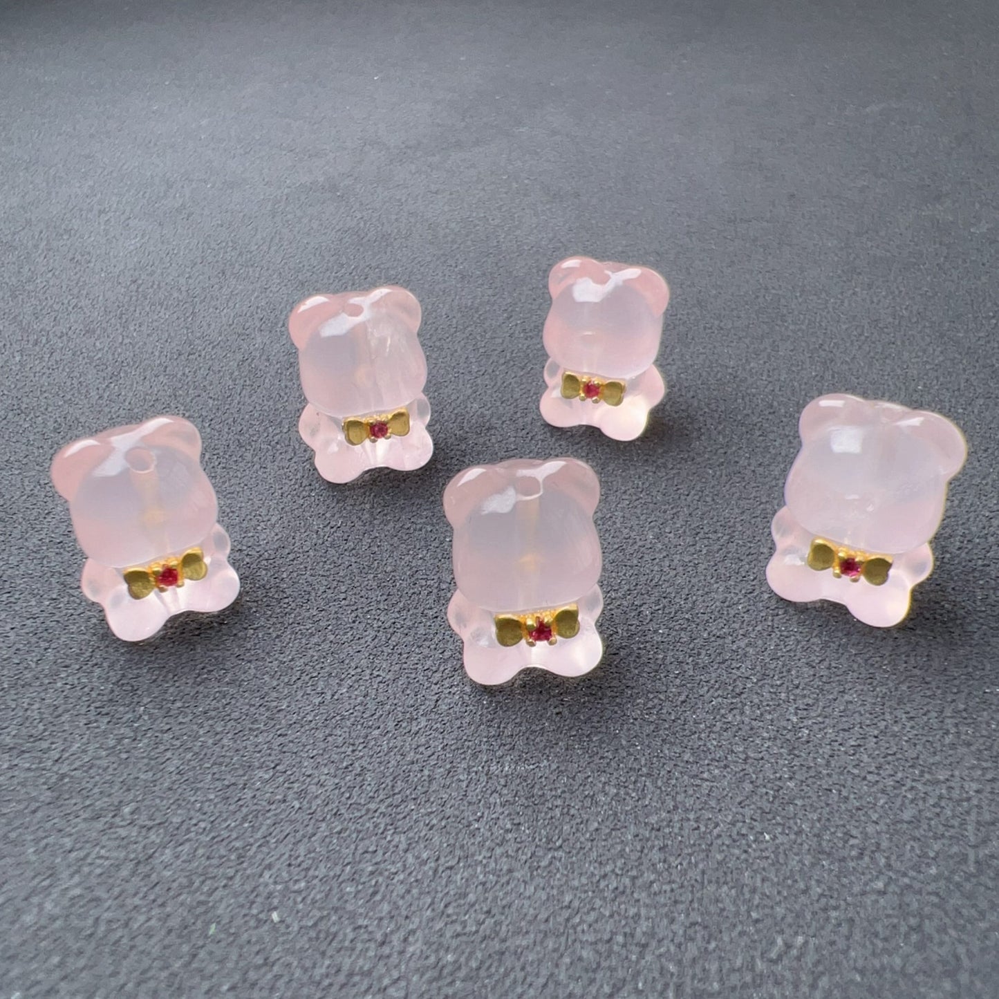 Natural Rose Quartz Bear Charms For Diy Jewelry | Cute Parts | Healing Crystal Accessories