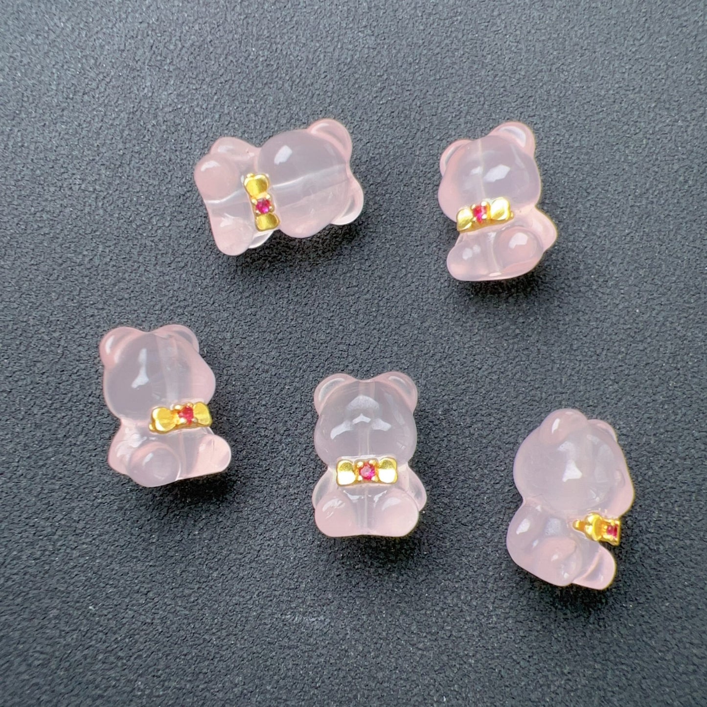 Natural Rose Quartz Bear Charms For Diy Jewelry | Cute Parts | Healing Crystal Accessories